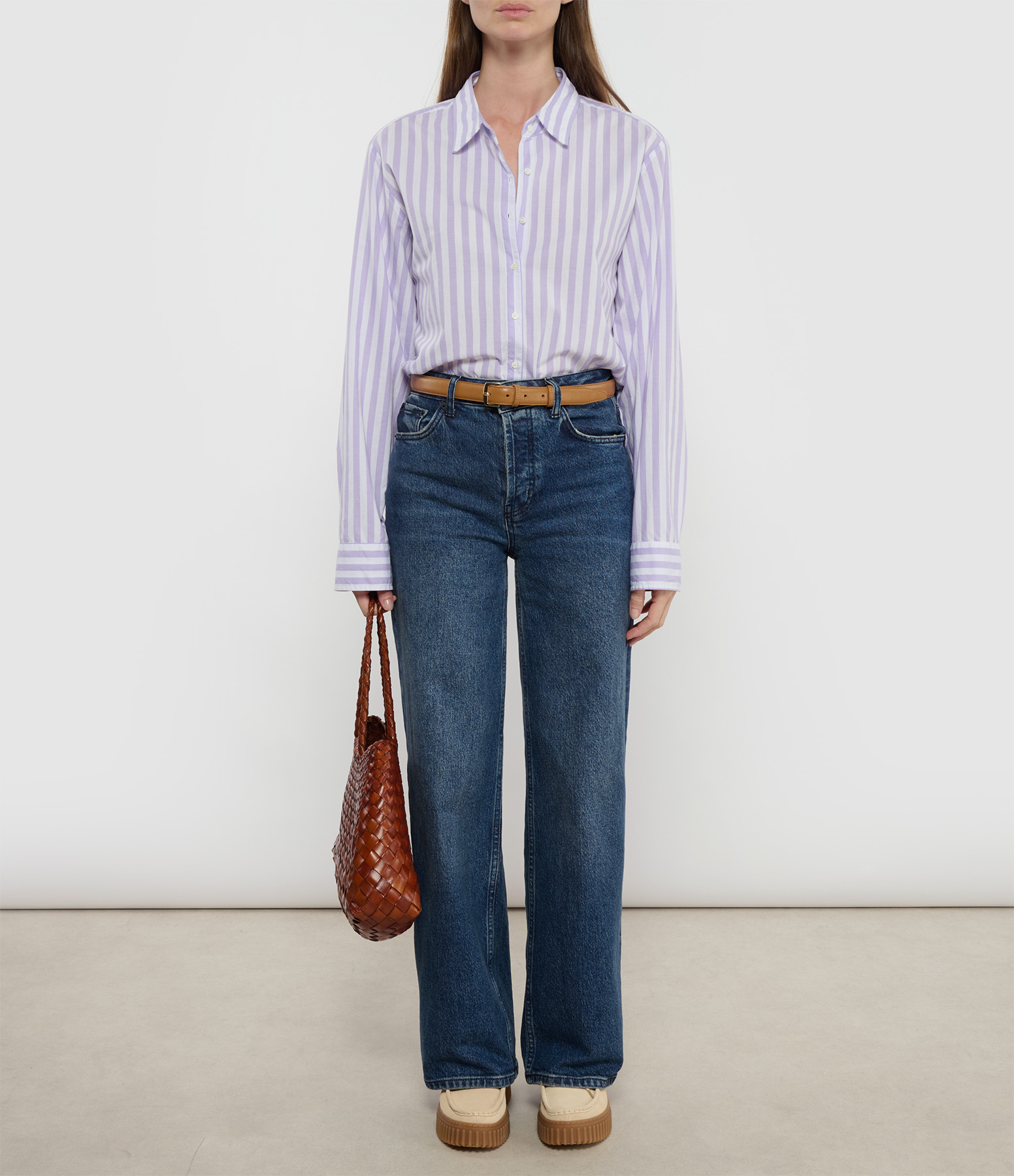 Beautiful Cotton Shirt with Amethyst Stripes