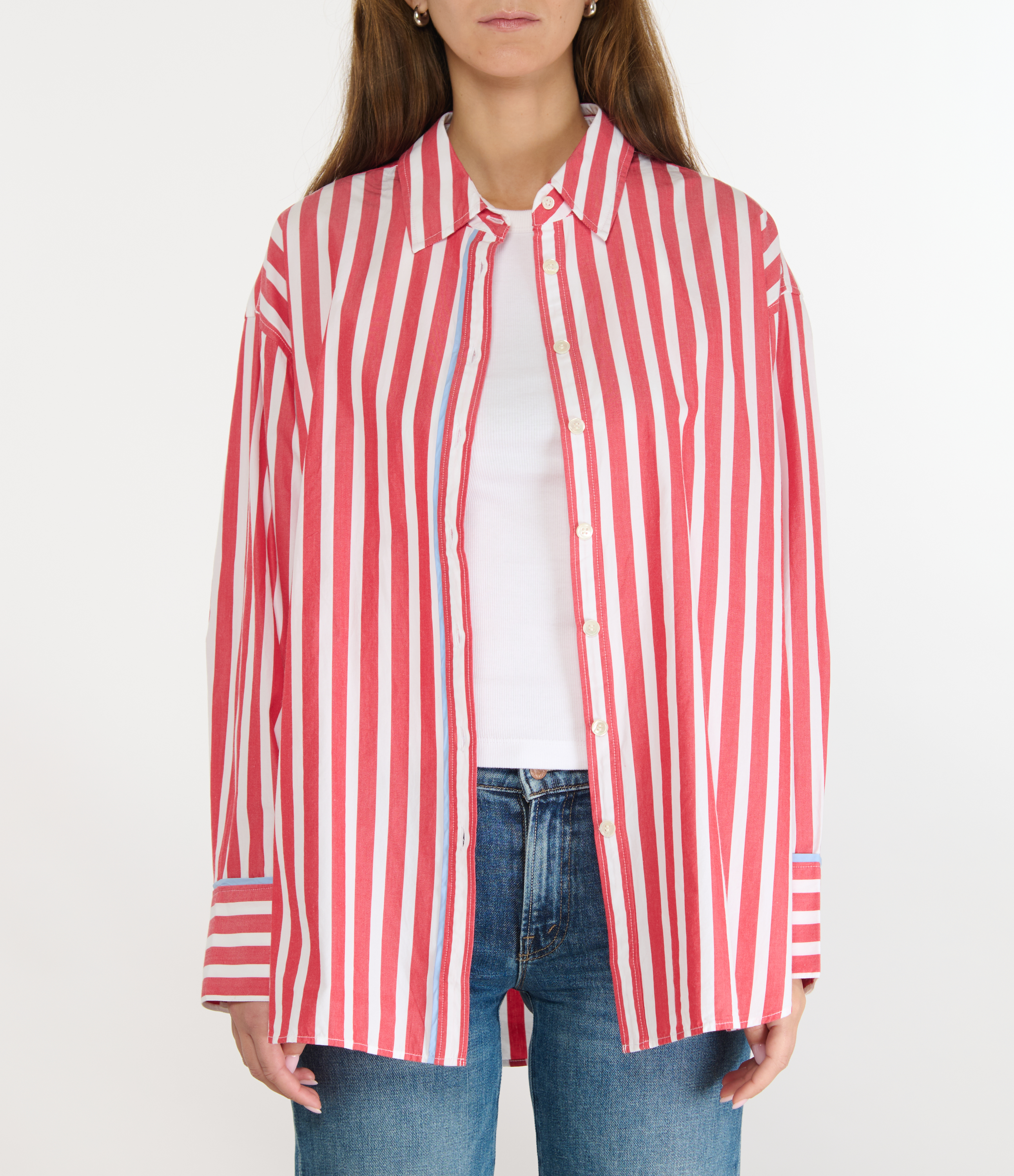 Gillian Scarlet Stripe Shirt