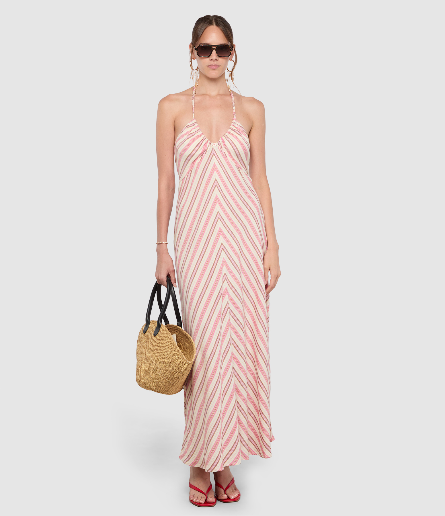 Maggie Dress in Dusty Pink Stripe