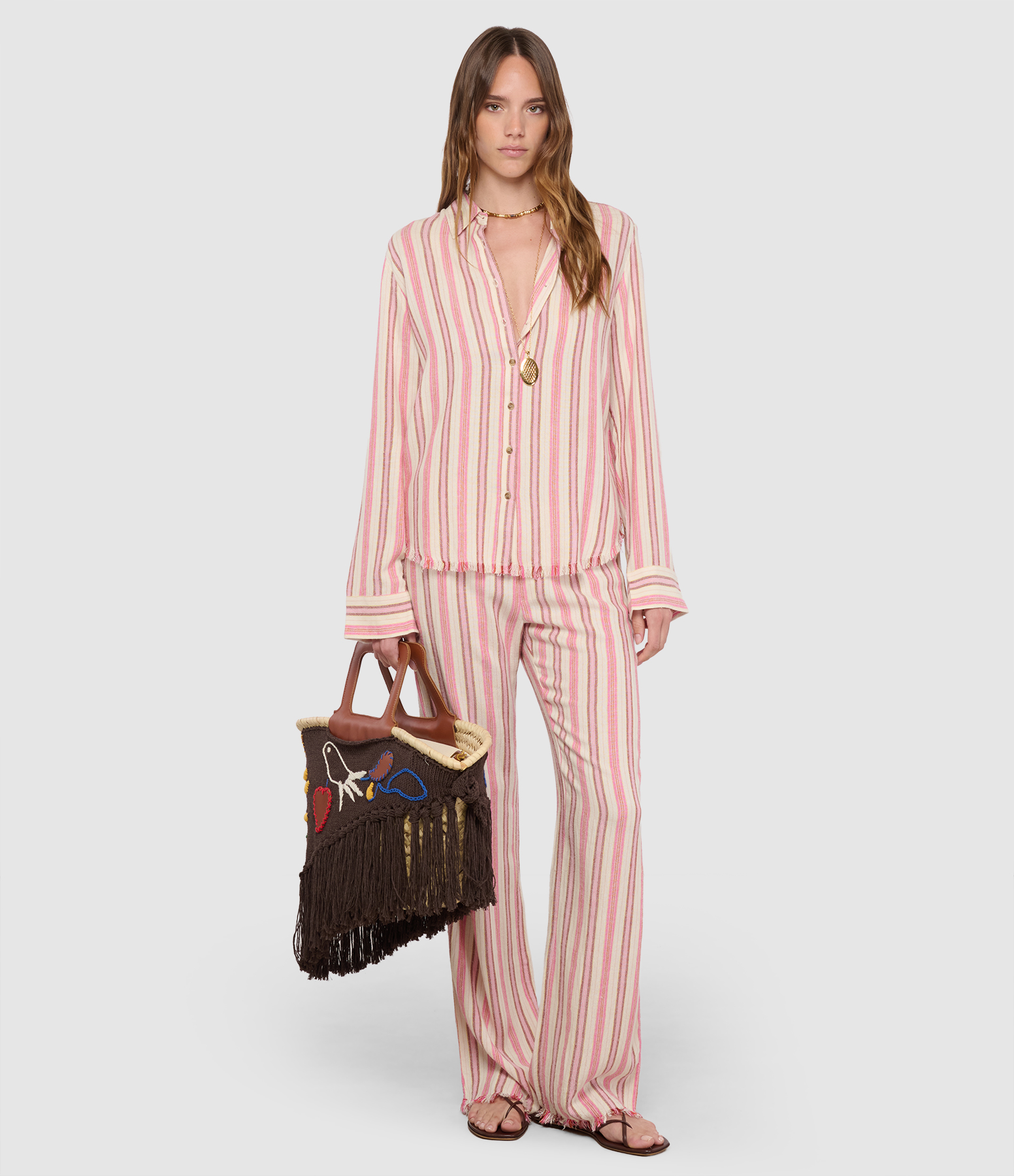 Joseph Dusty Pink Stripe Trousers