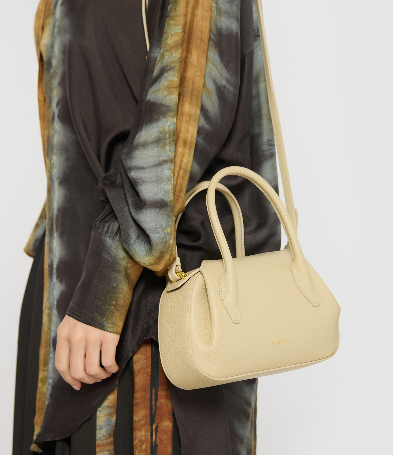 Oyster Mini Duffle Bag in Angora-Grained Leather