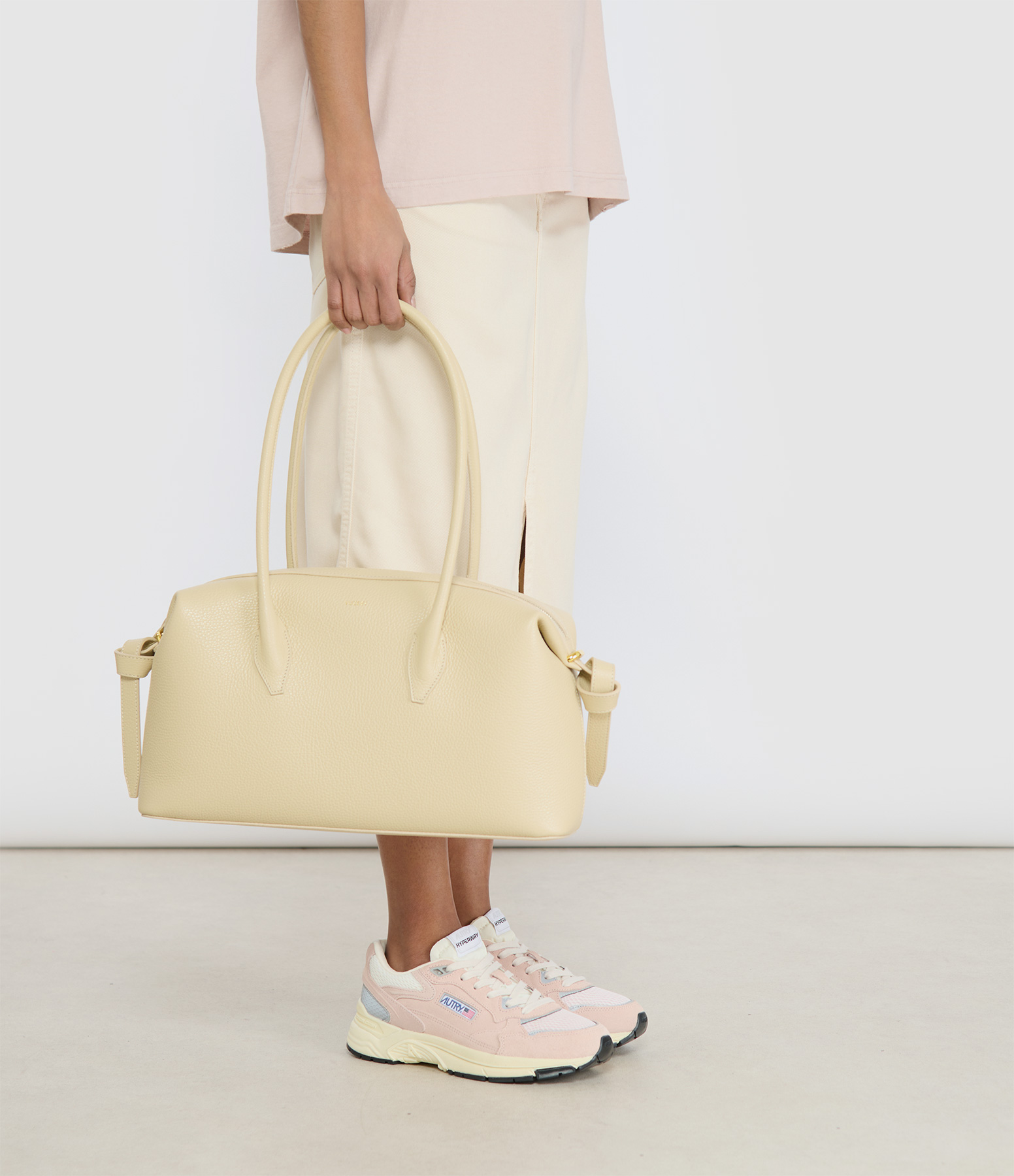 Angora Grained Leather Brioche Duffle Bag