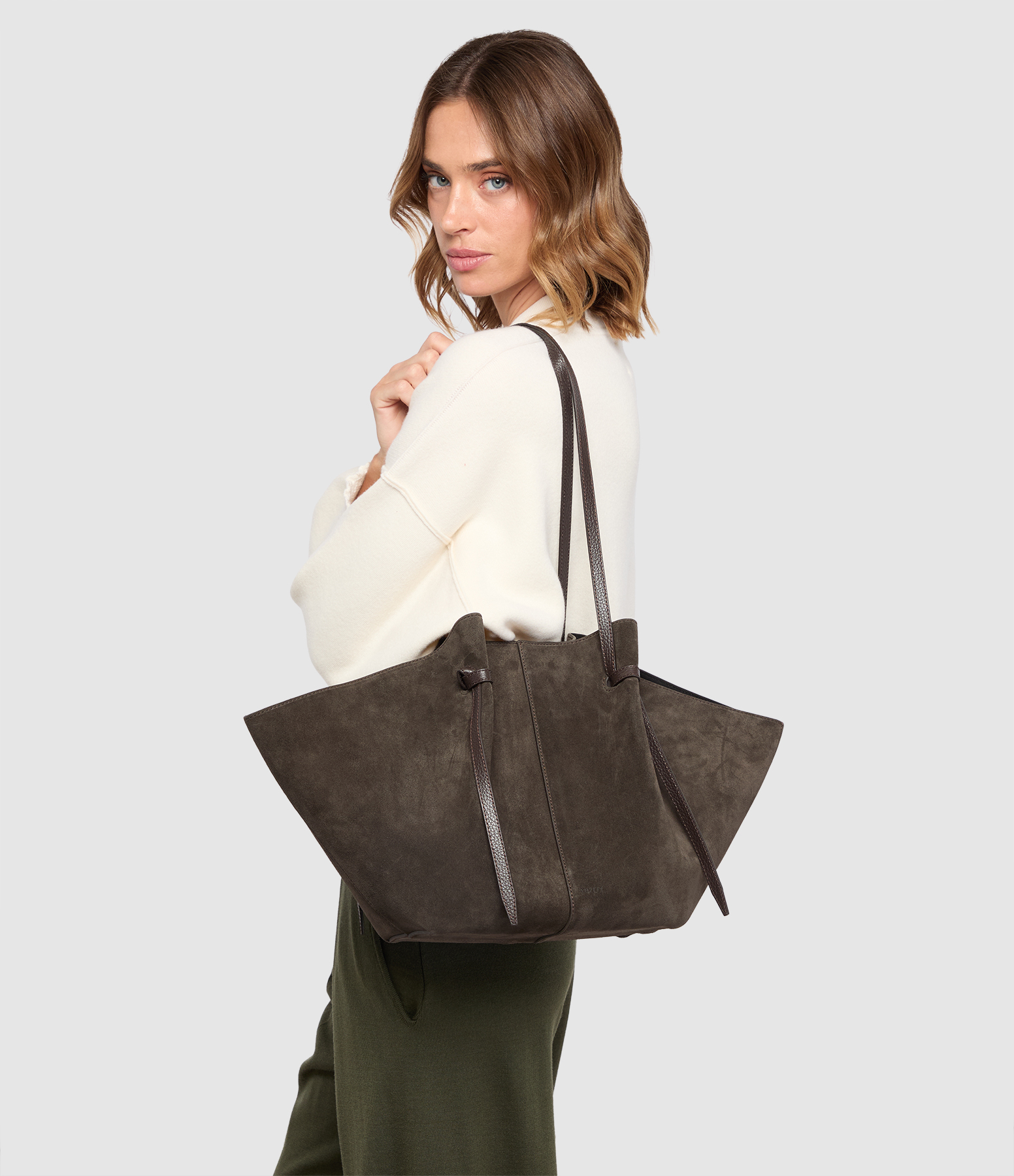 Large Ganache Suede Mochi Bag