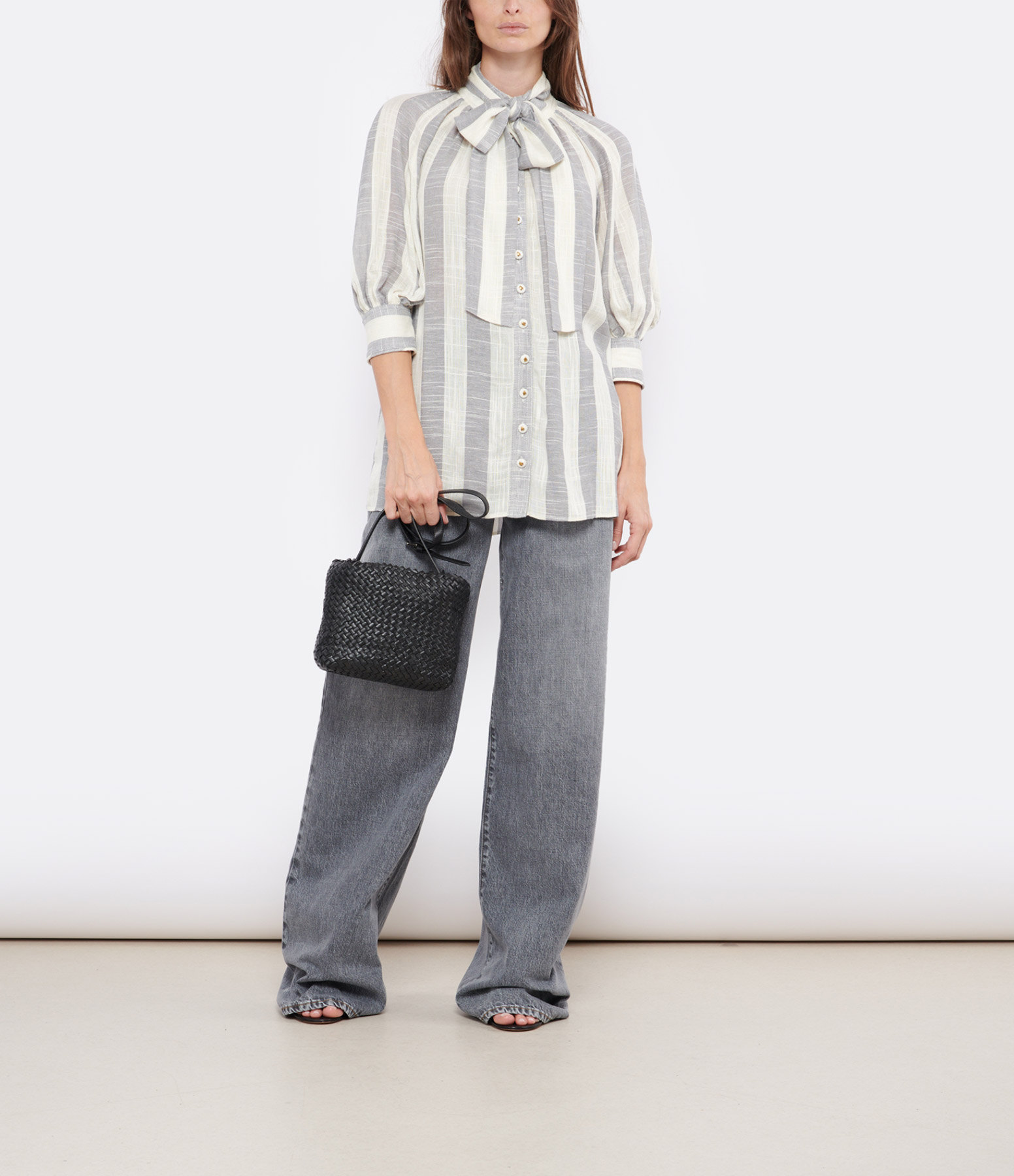 Matchmaker Blue and Cream Striped Blouse