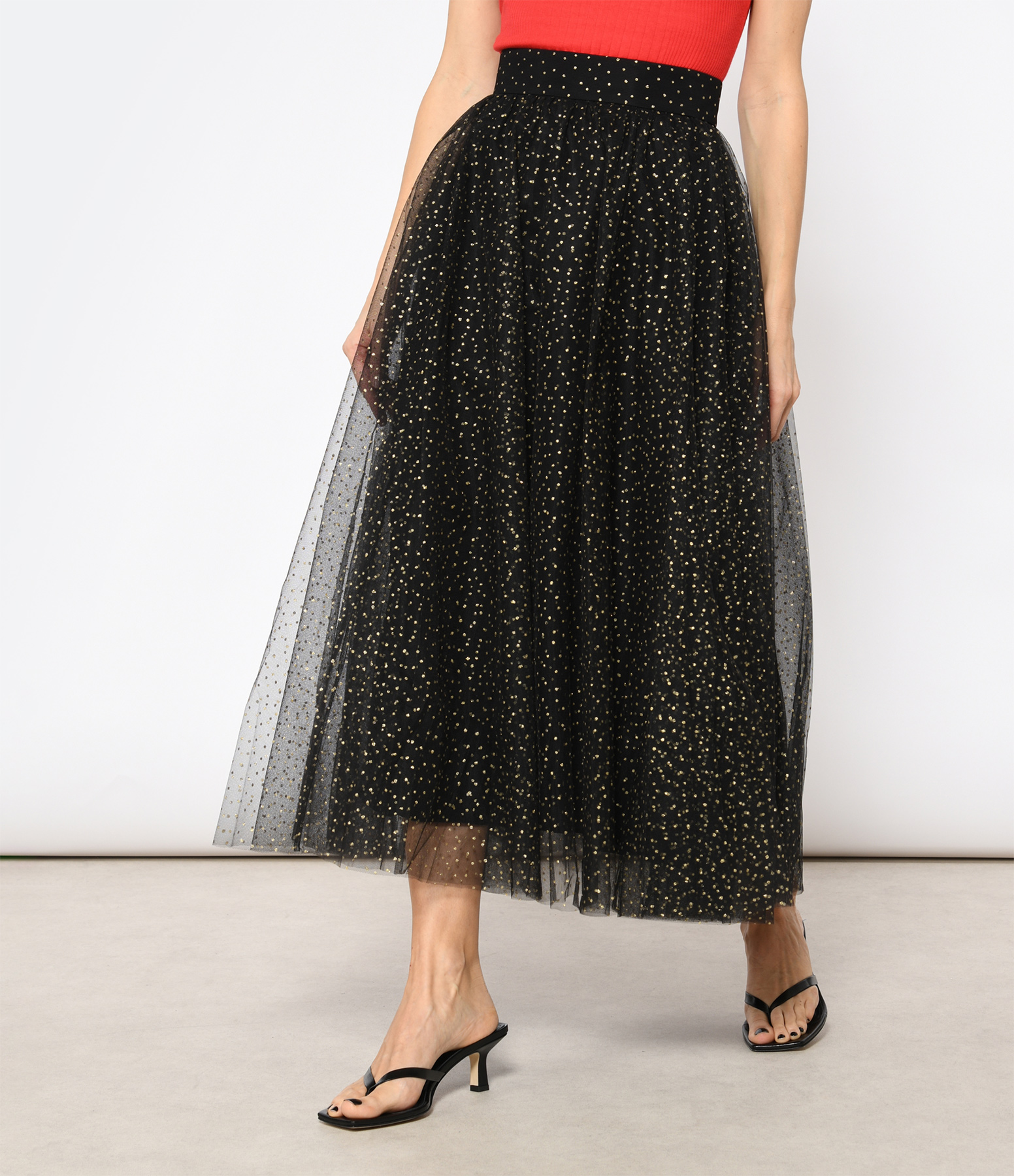 Black and Gold Polka Dot Tulle Skirt