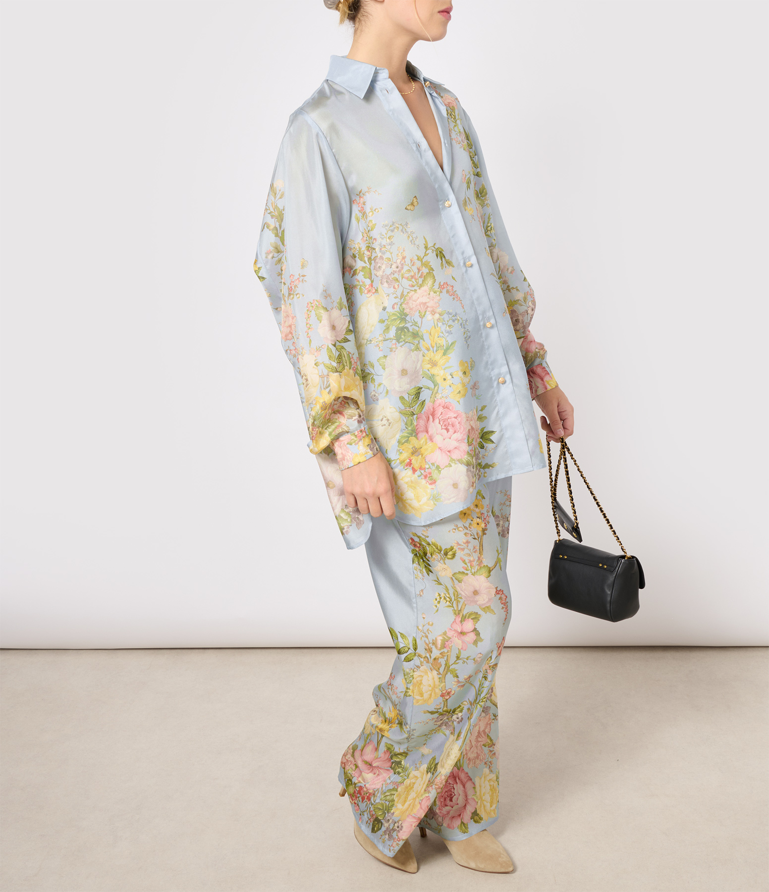 Waverly Blue Floral Silk Trousers