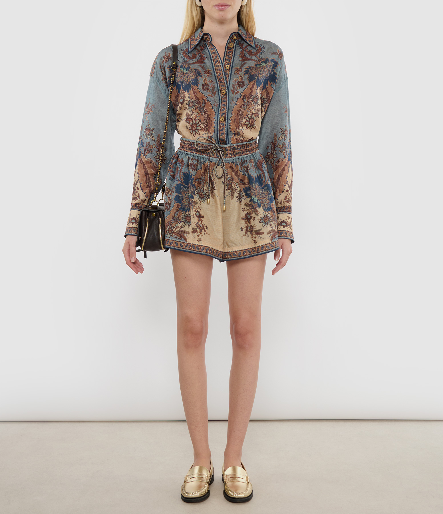 Ascension Shorts  Blue/Cream Indian Floral