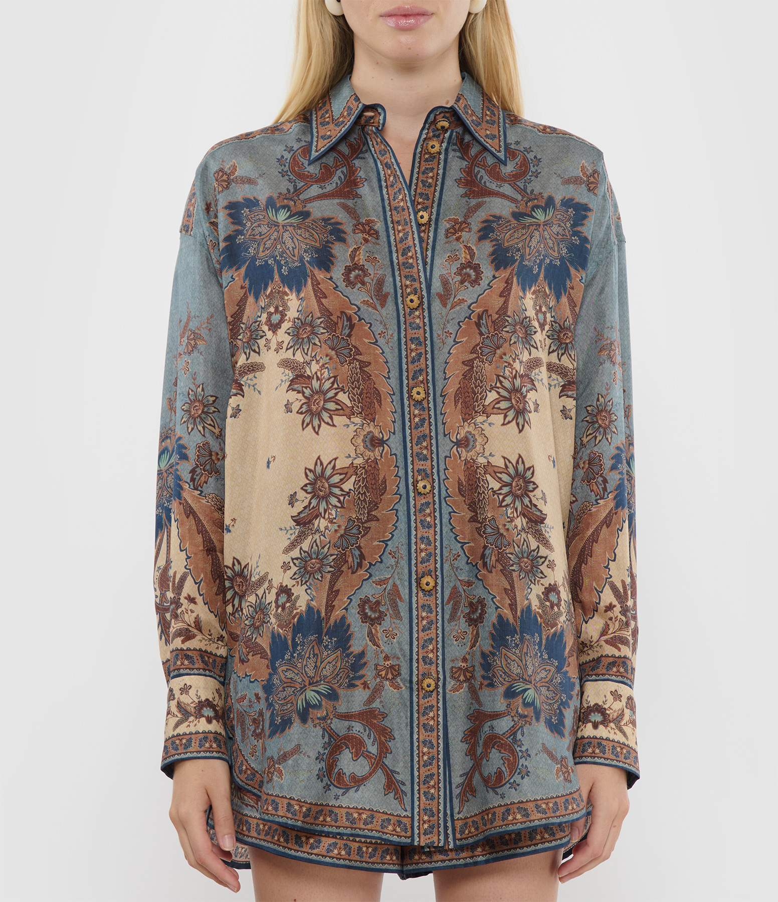 Ascension Shirt – Blue/Cream Indian Floral