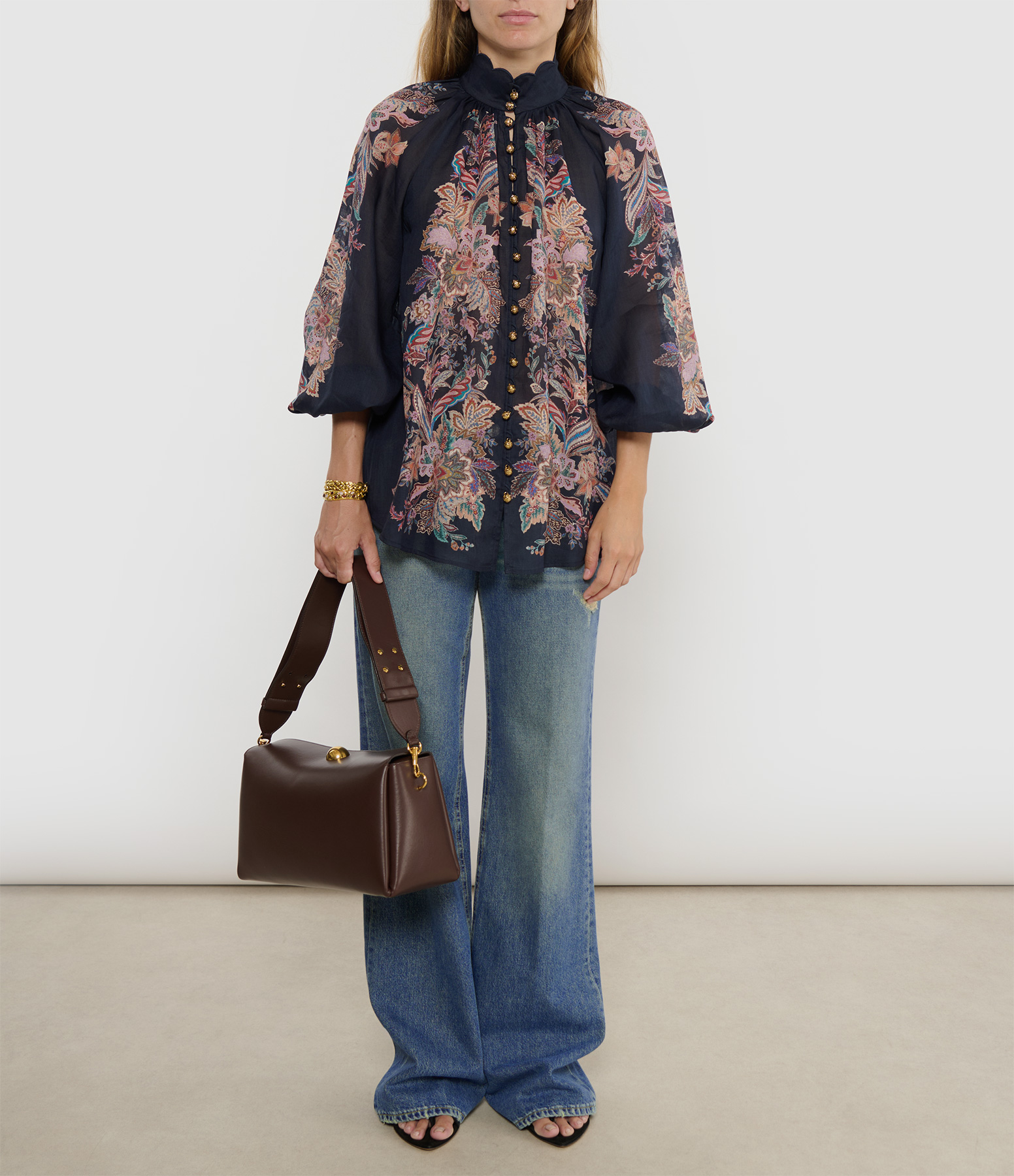 Rhiannon Blouse  Navy Multi Paisley