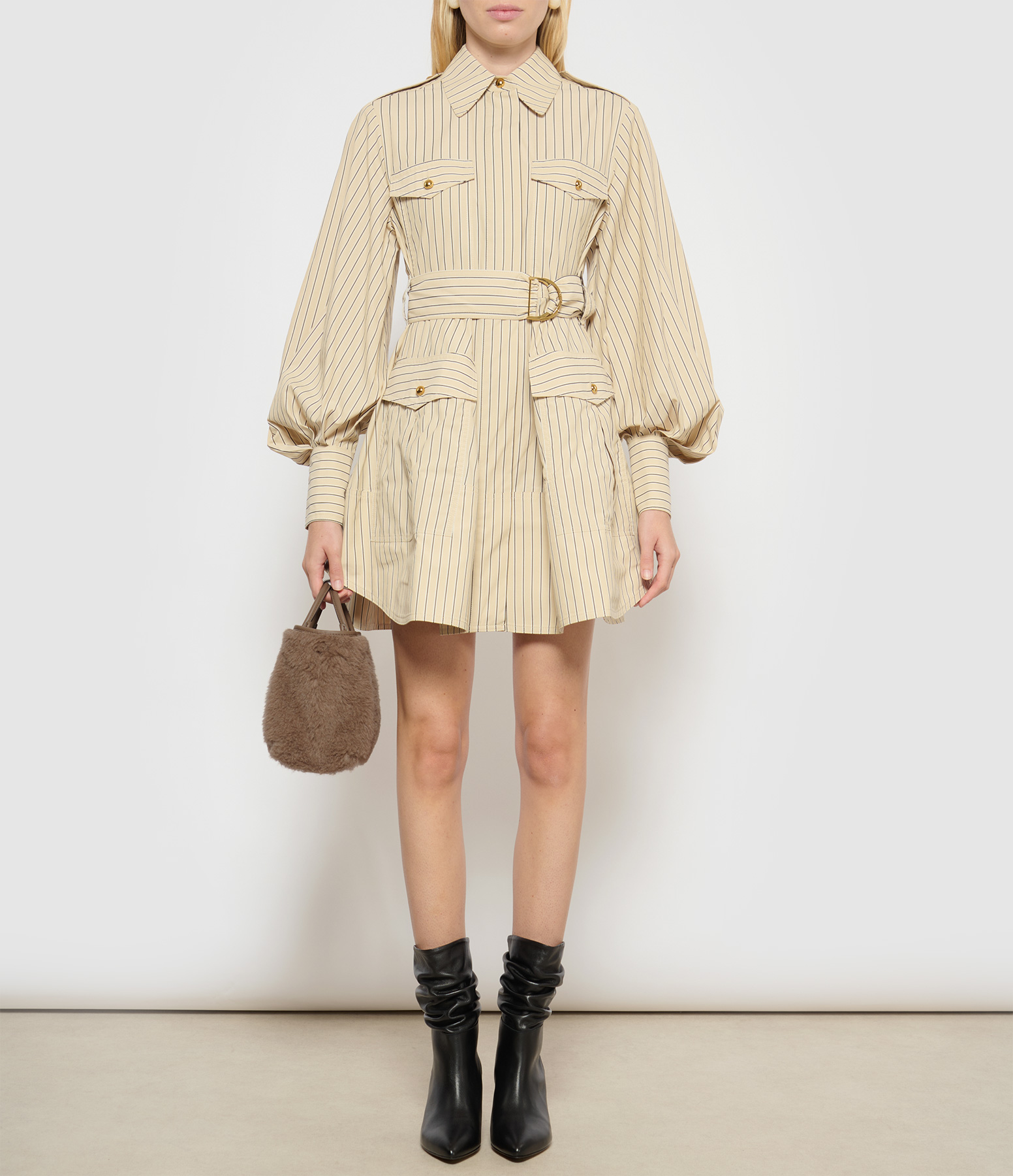 Hypnotic Tuck Mini Almond Stripe Dress