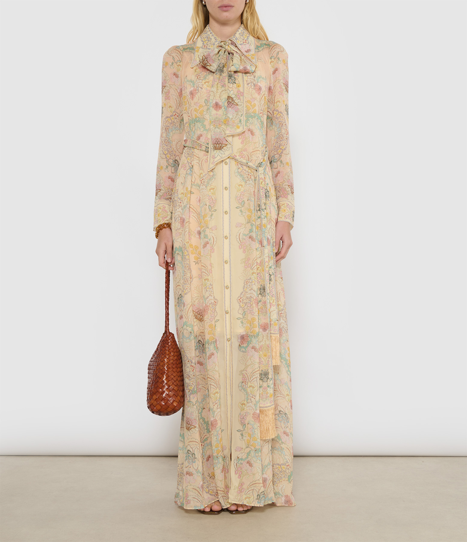 Rebellion Pussybow Shirt Dress in Pink Floral