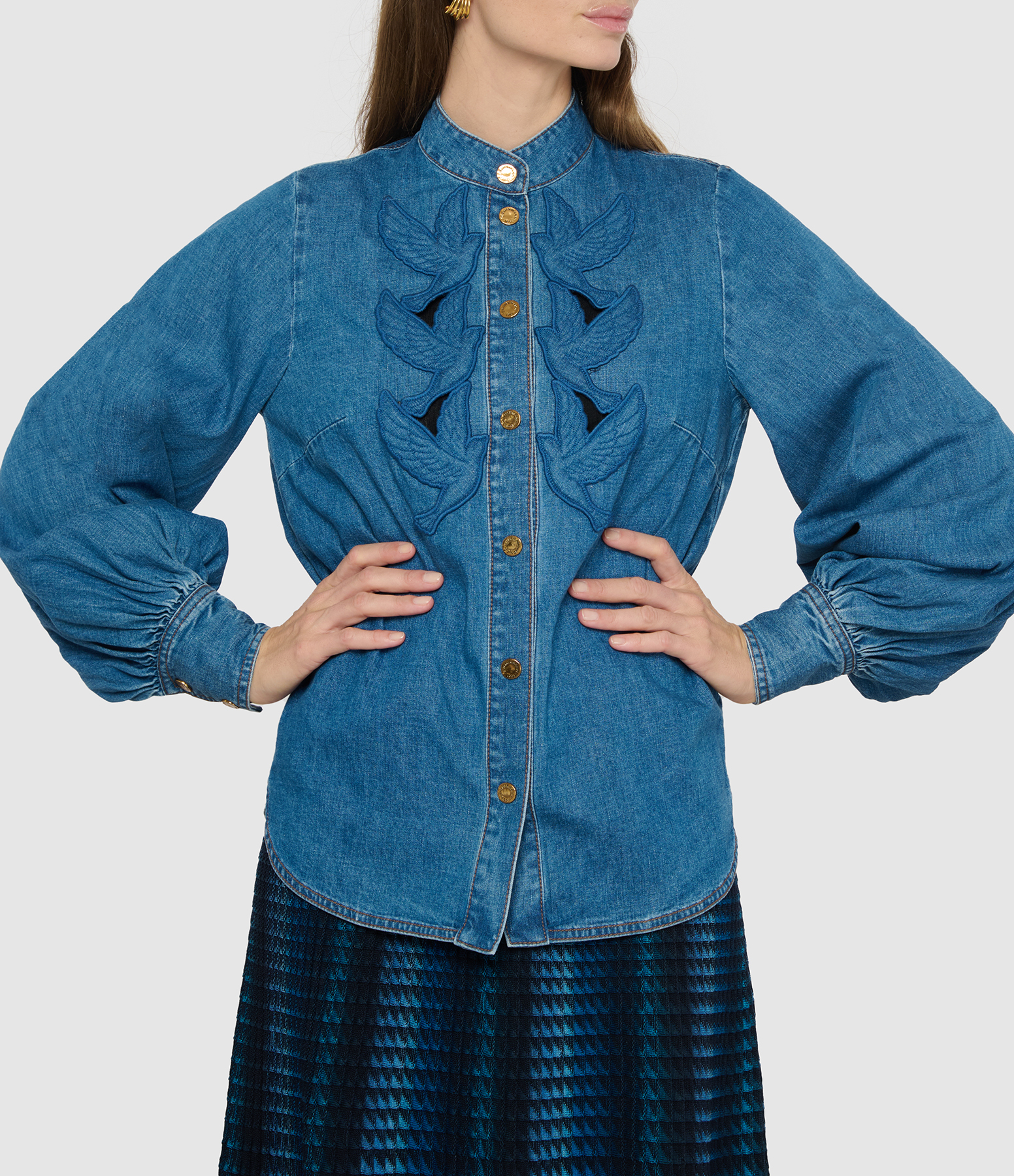 Bay Blue Denim Patchwork Shirt