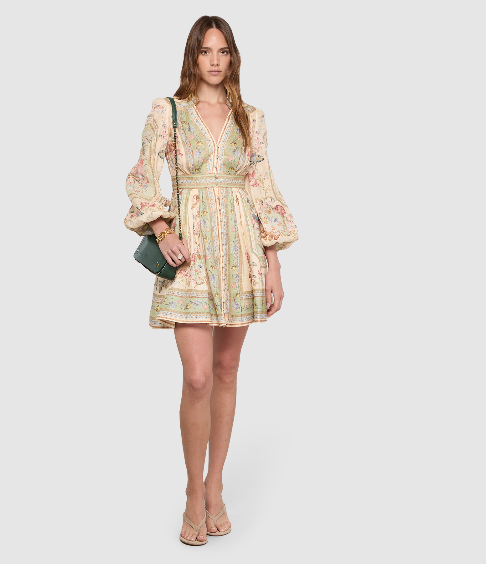 Sage Tapestry Floral Dress