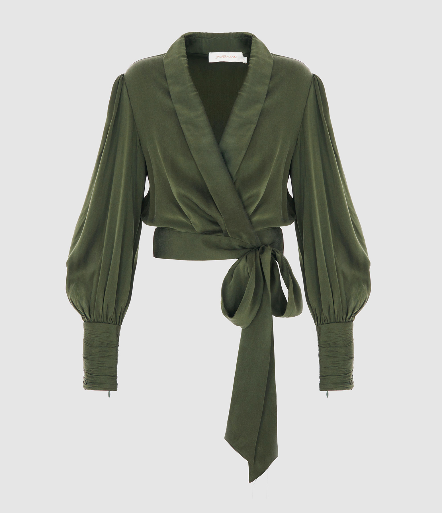 Dark Green Silk Wrap Top