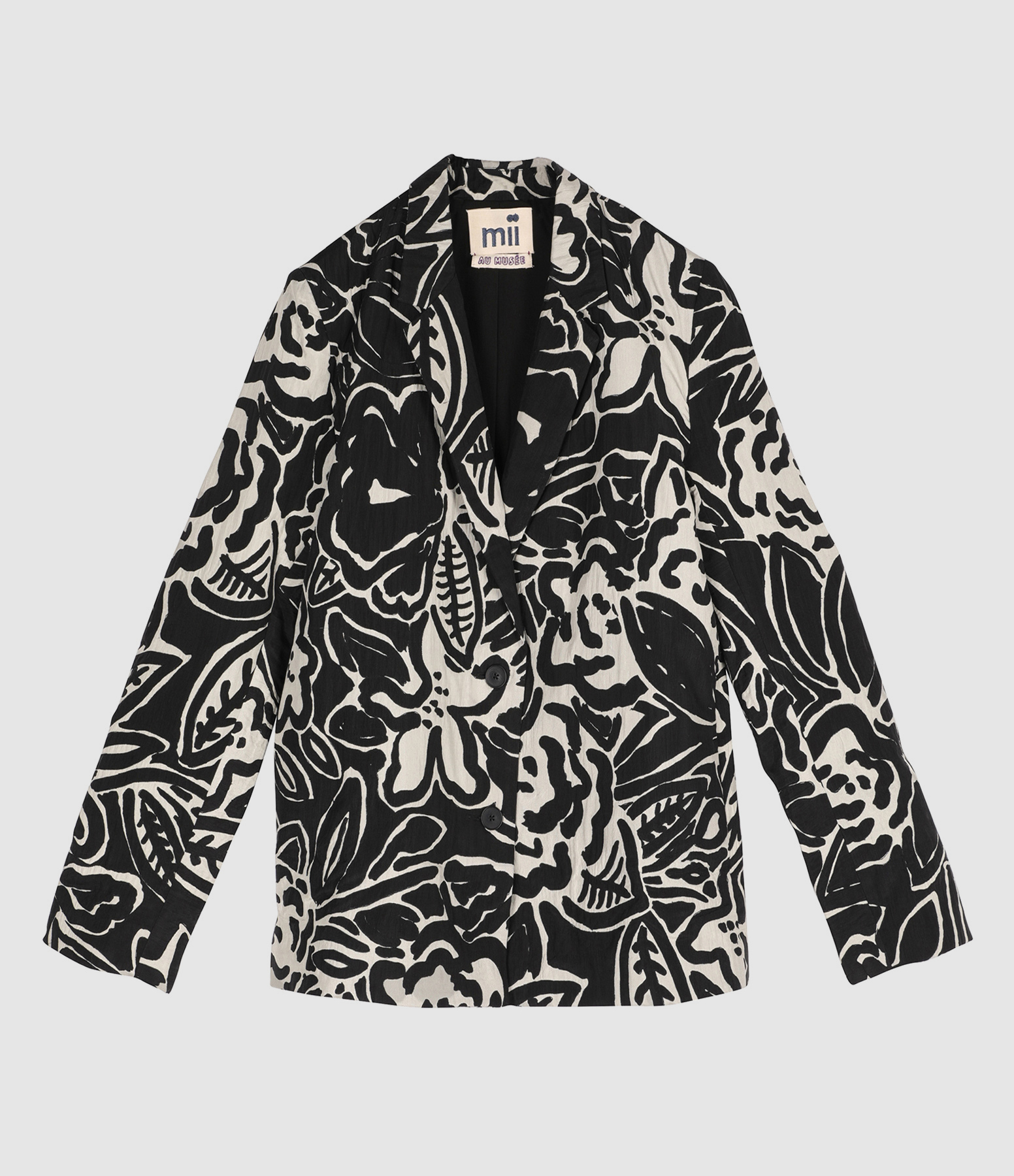 Veste Rosa Soie Broderie Imprimé Noir Blanc