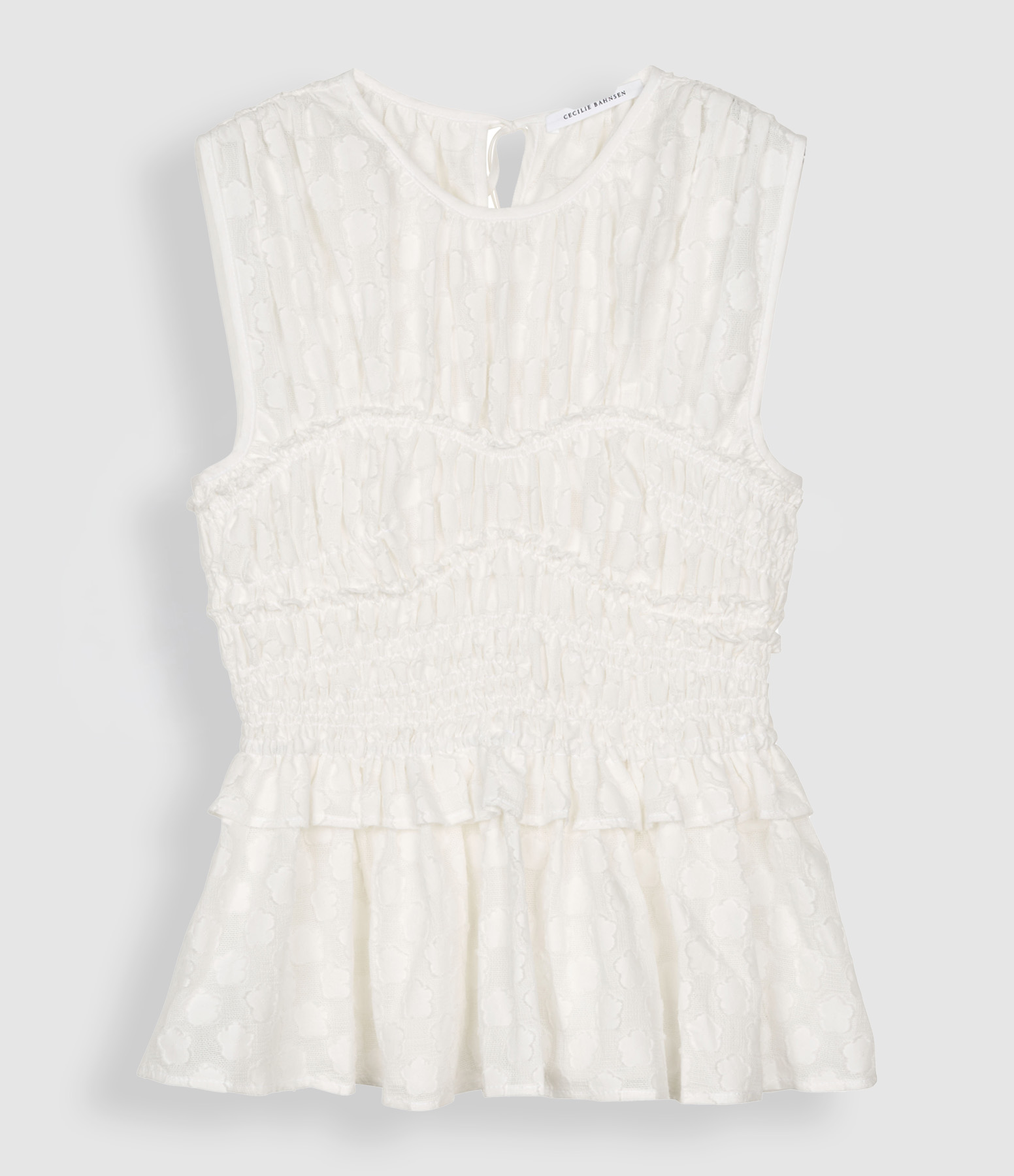 Top With Waist Ruffle White