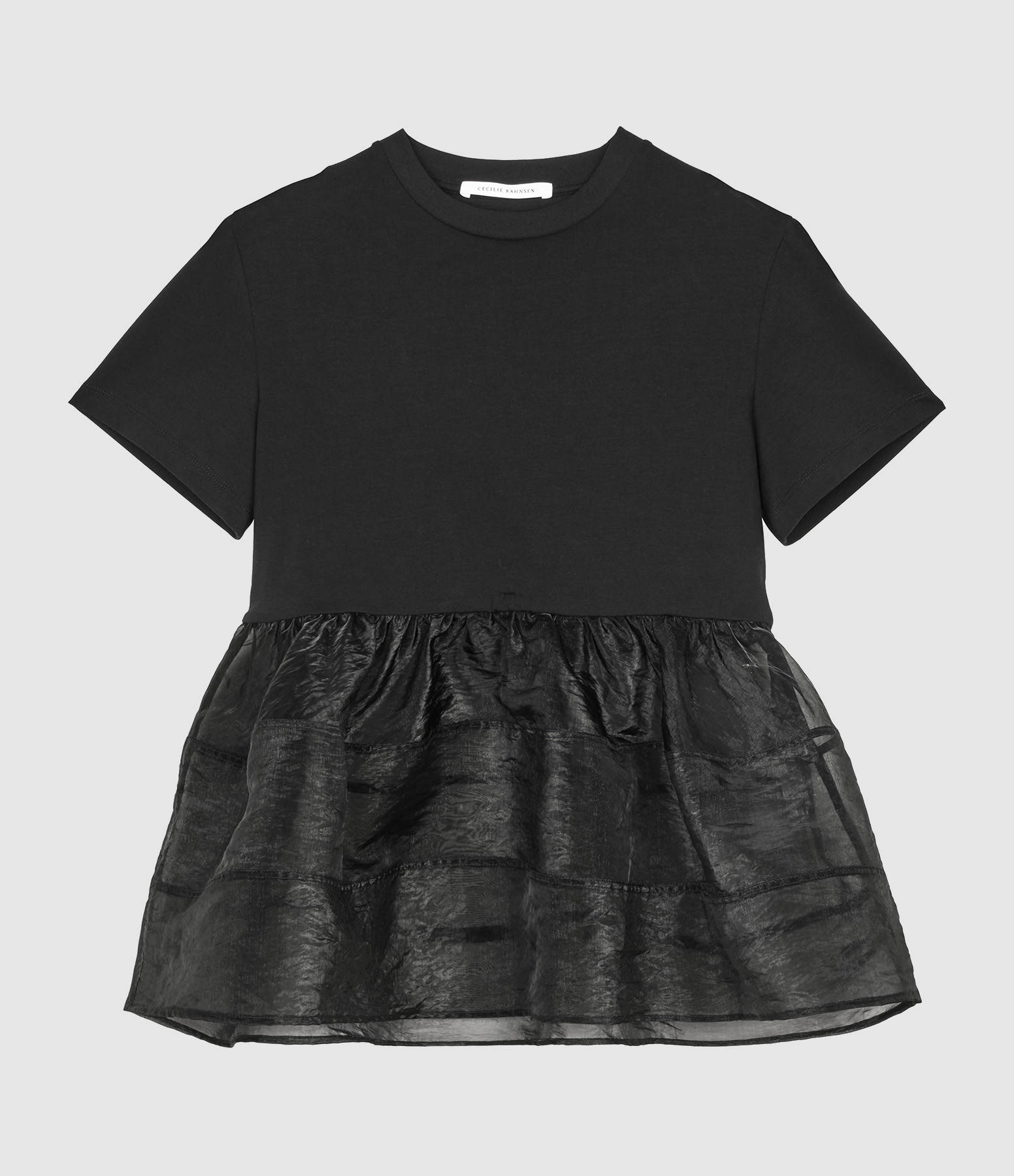 T-Shirt With Contrast Peplum Black