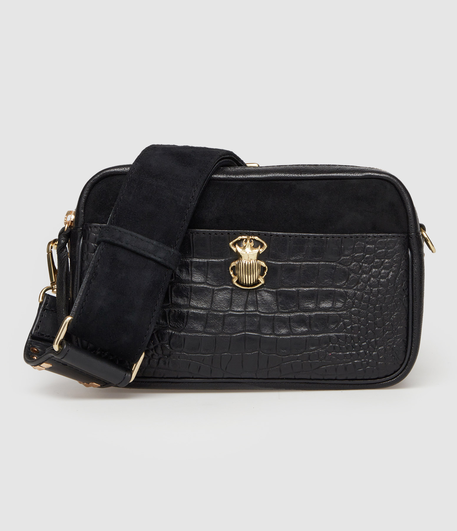 Sac Lily Embossé Croco Noir