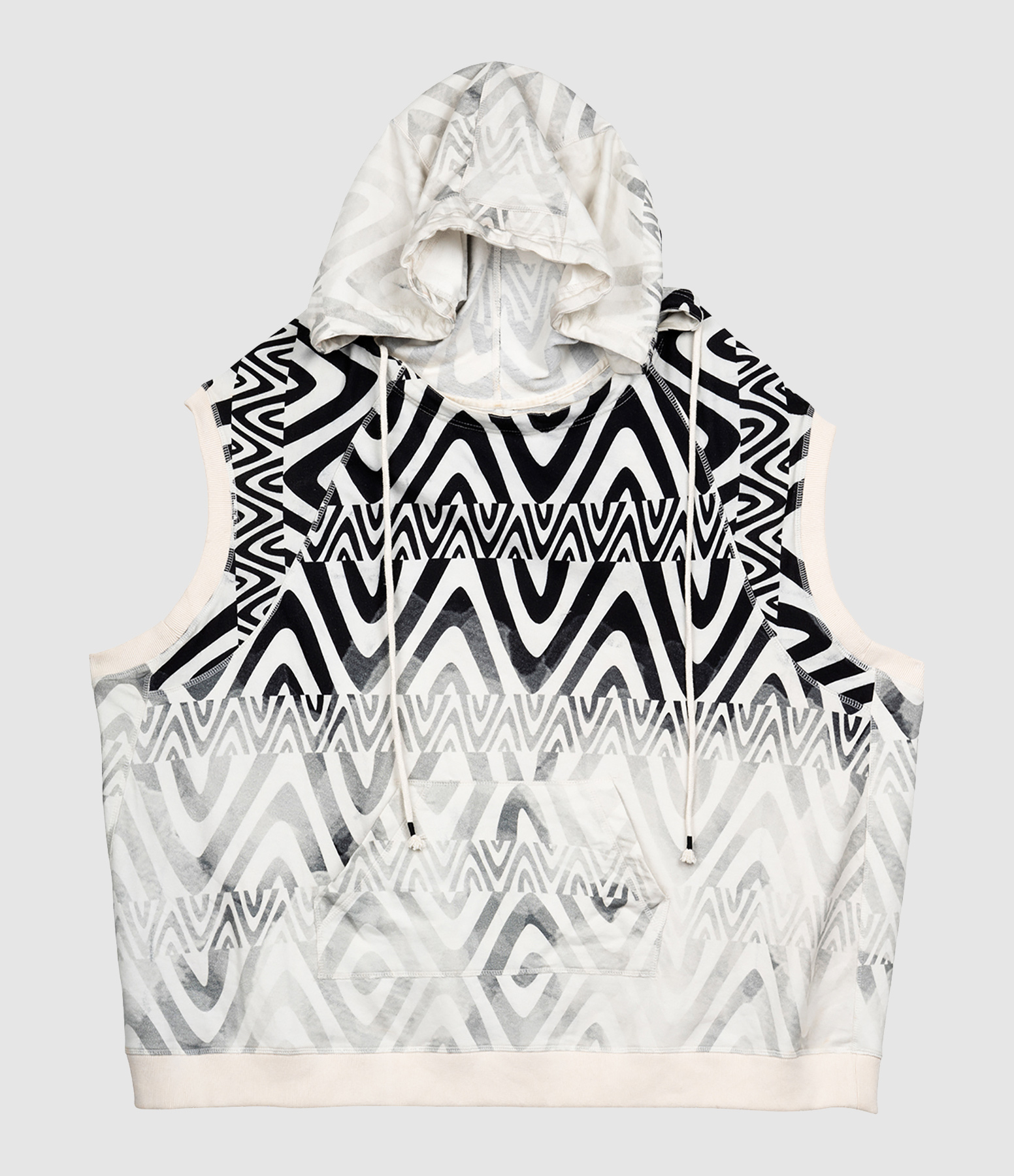 Sweatshirt Sans Manches Coton Imprimé Noir Blanc