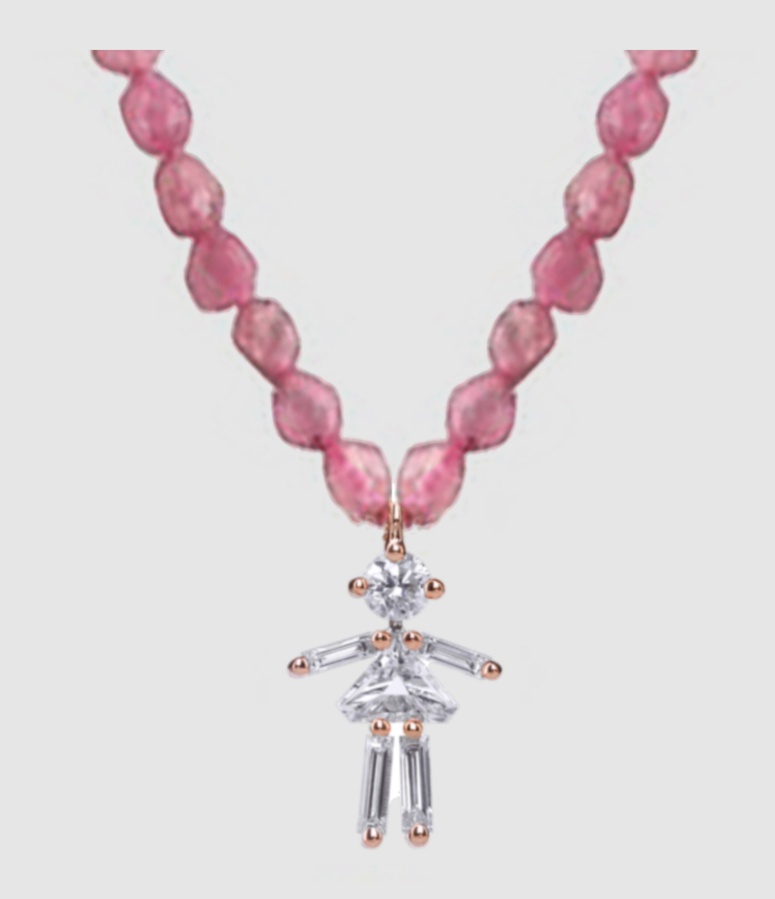Collier Rainbow Fille Tourmaline Or Rose Diamants