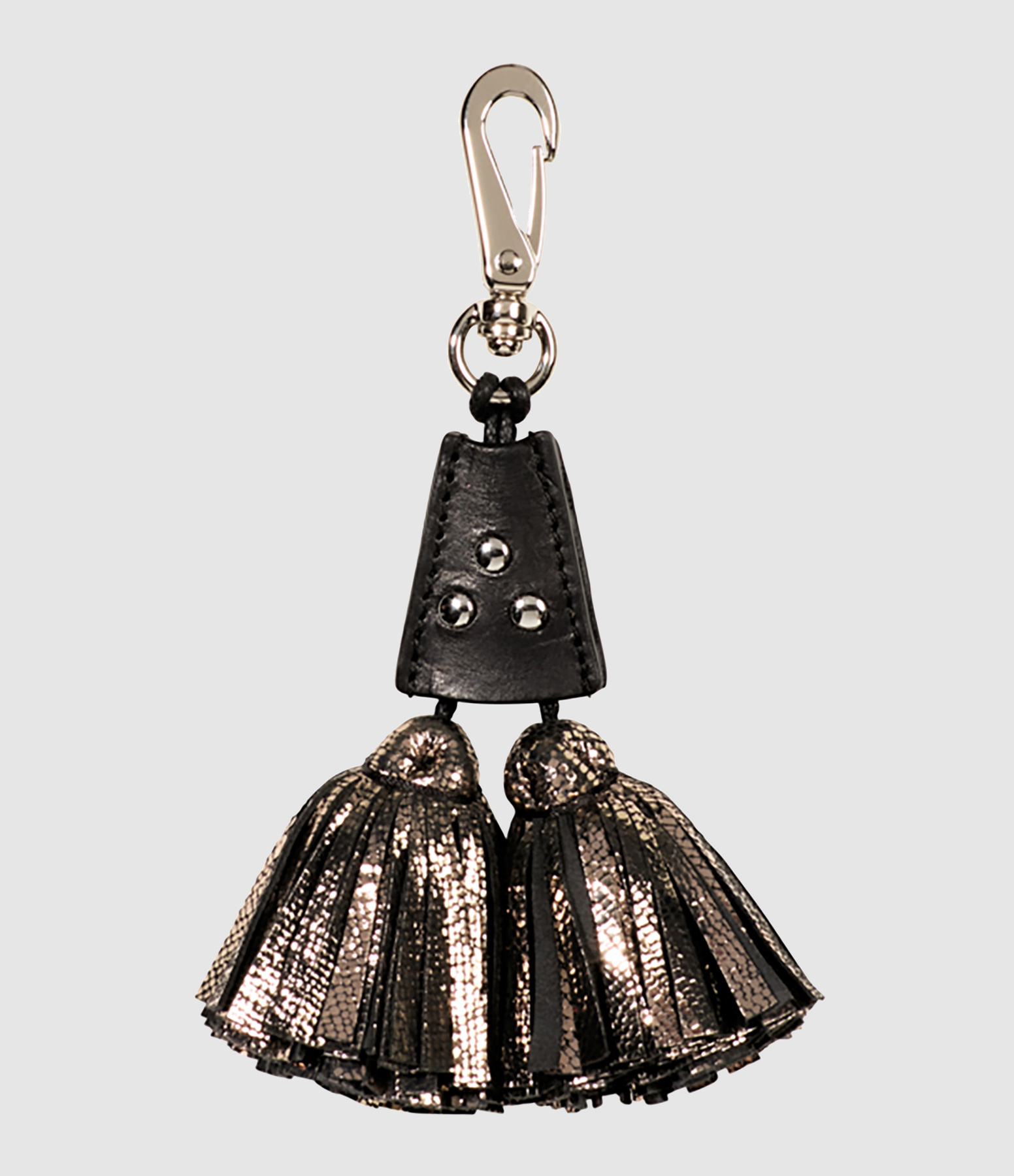Porte-Clés Pompon Twin Cuir Lamé Champagne