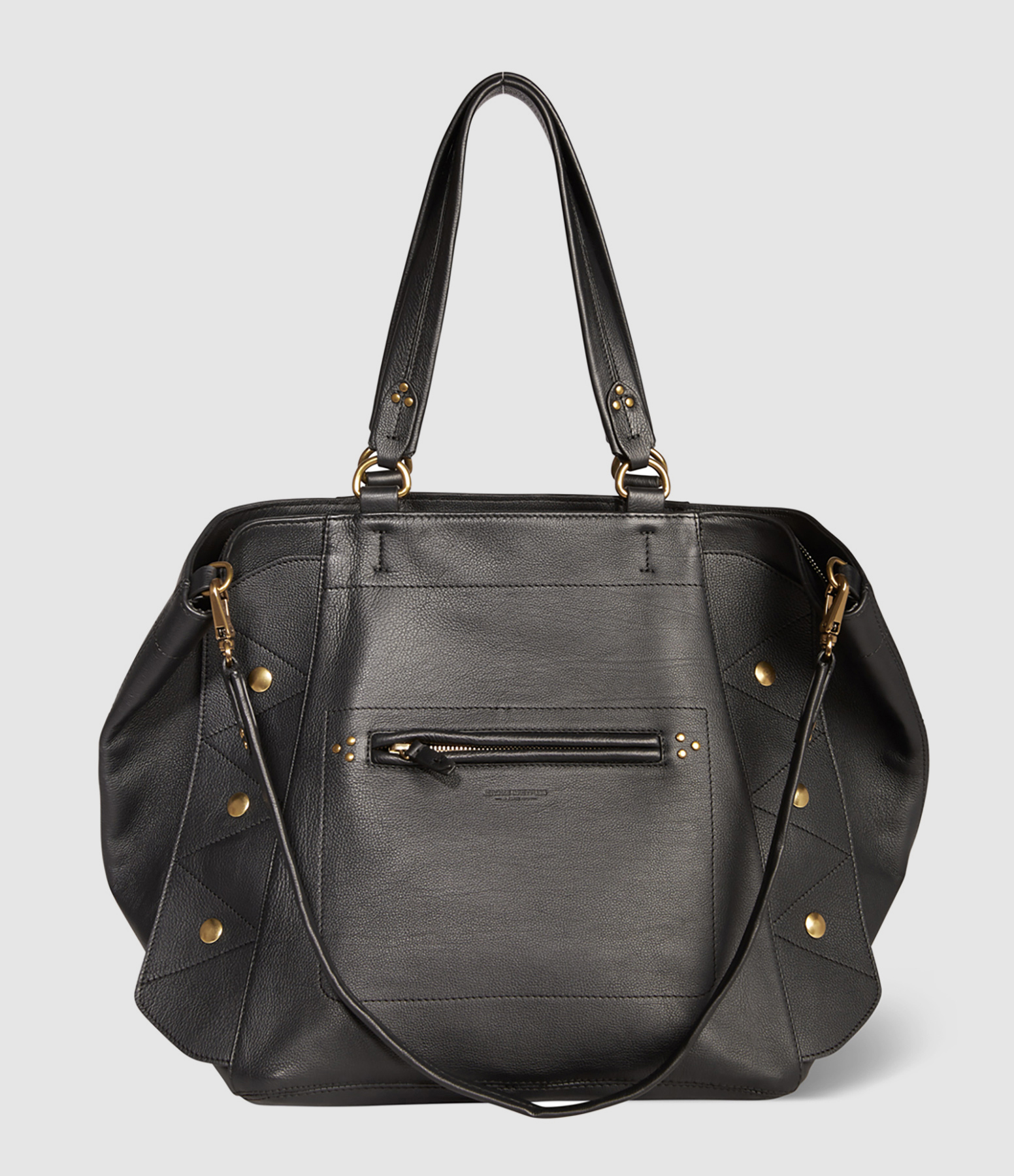 Cabas Roger Cuir Grainé Noir Brass