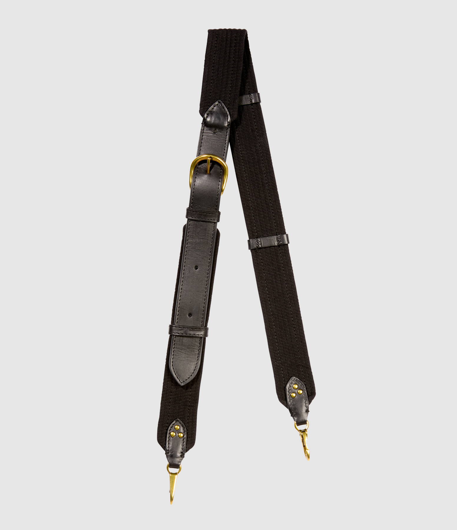 Bandoulière Sangle Noire Large Cuir Noir Brass