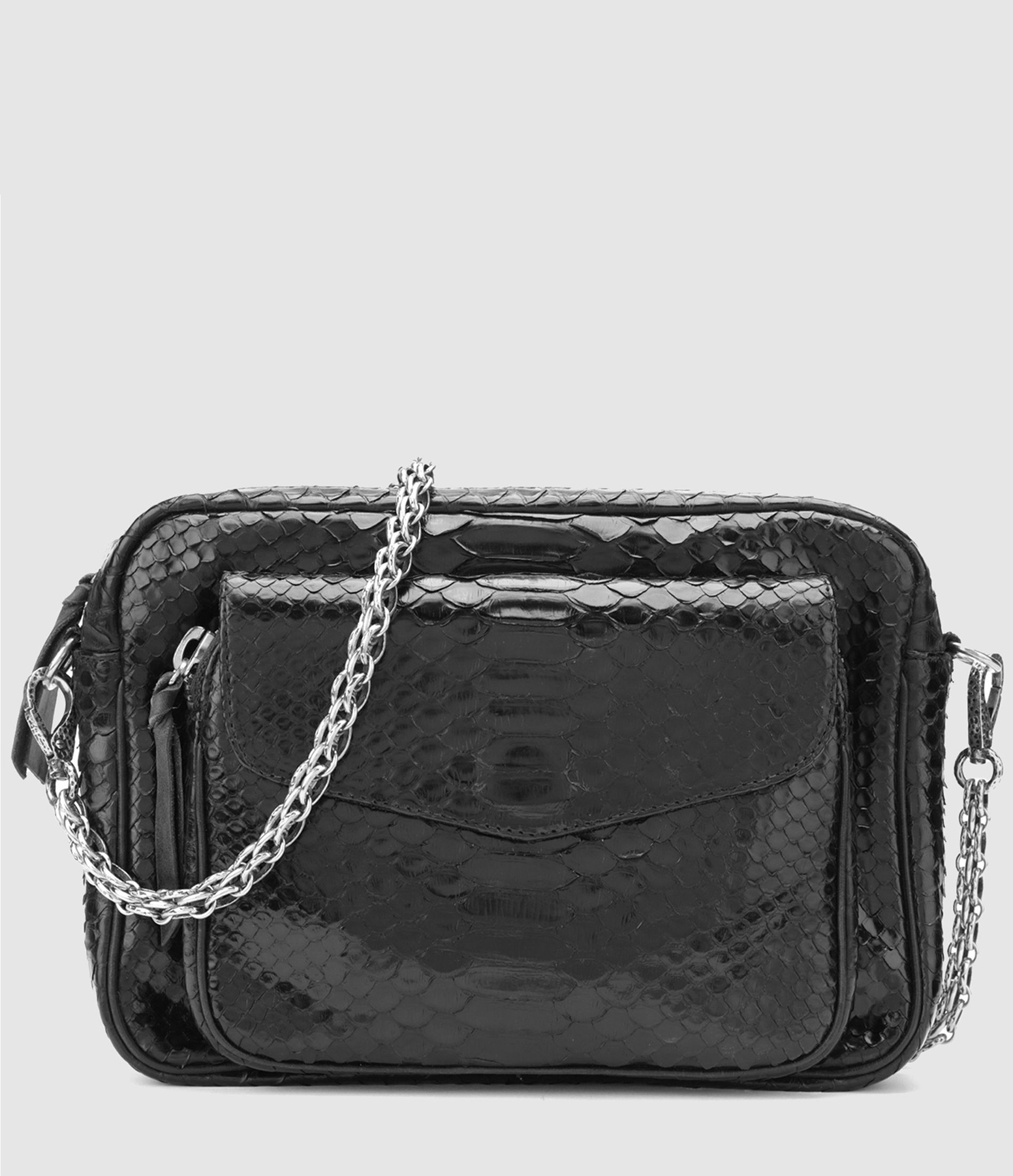 Sac Big Charly Python Chaîne Argentée Noir