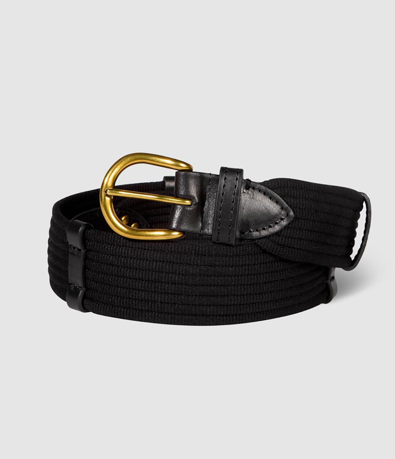 Ceinture Sangle Large Cuir Noir Brass