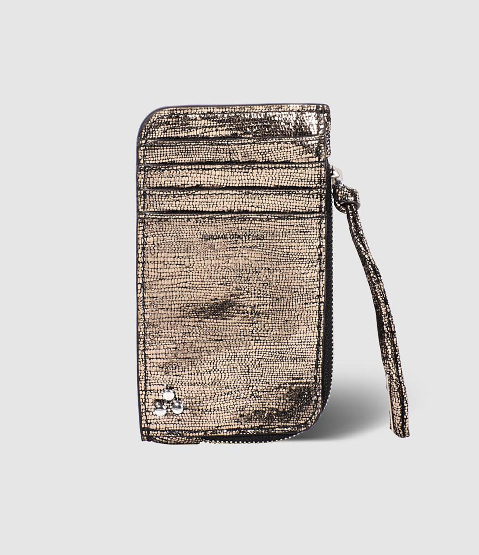 Porte-Cartes Clyde Cuir Lamé Champagne