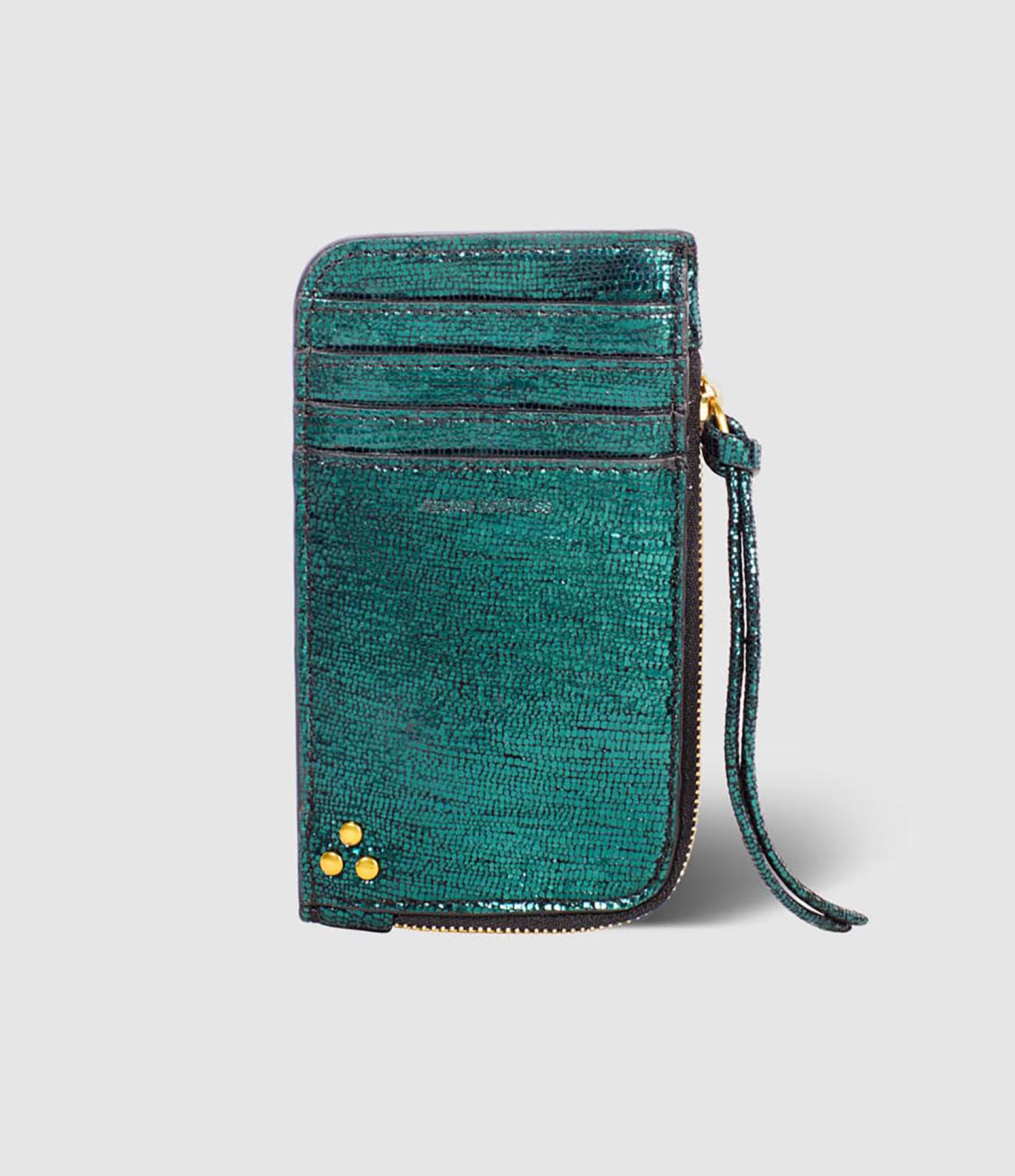 Porte-Cartes Clyde Cuir Lamé Vert