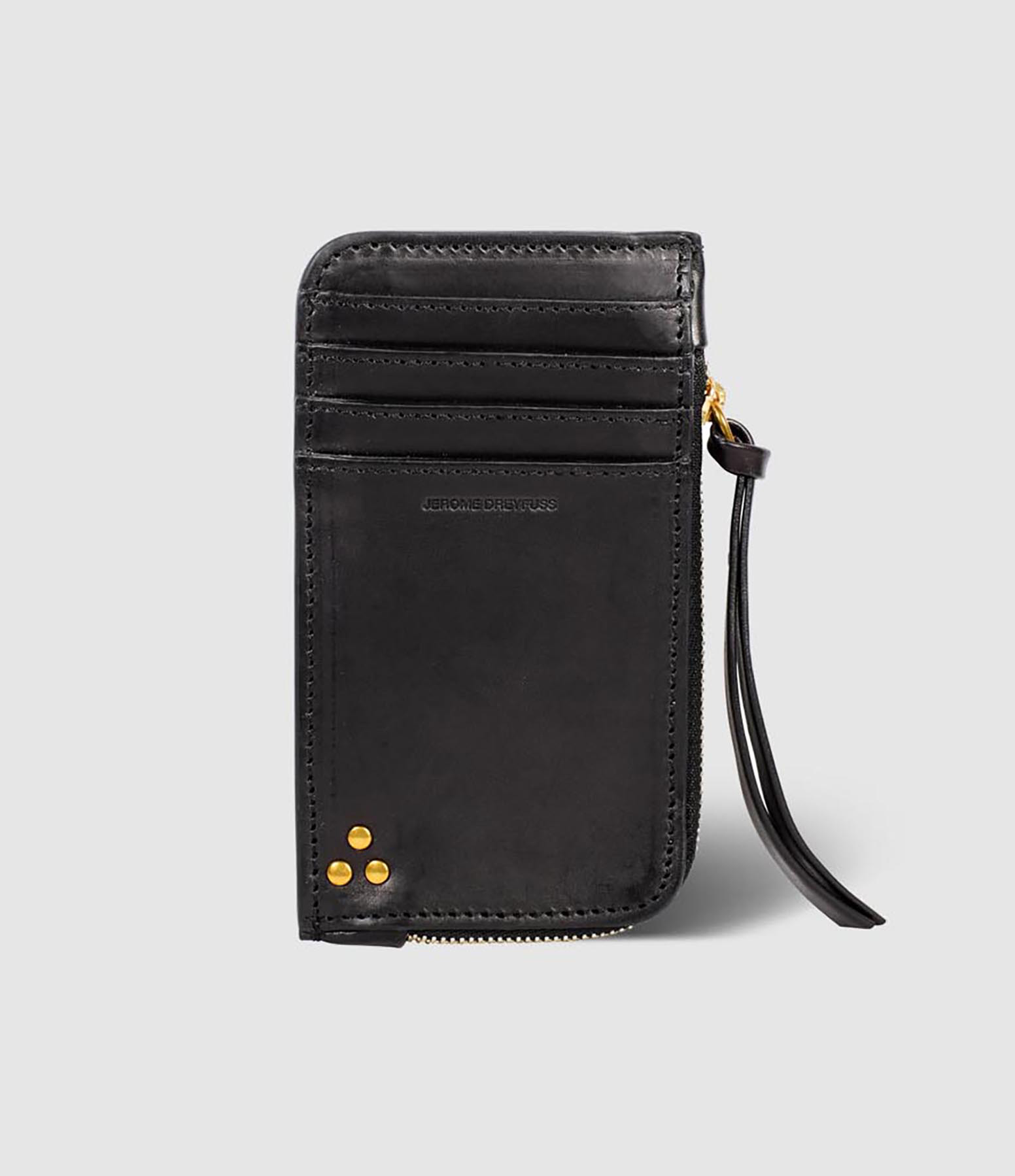 Porte-Cartes Clyde Cuir Noir Brass