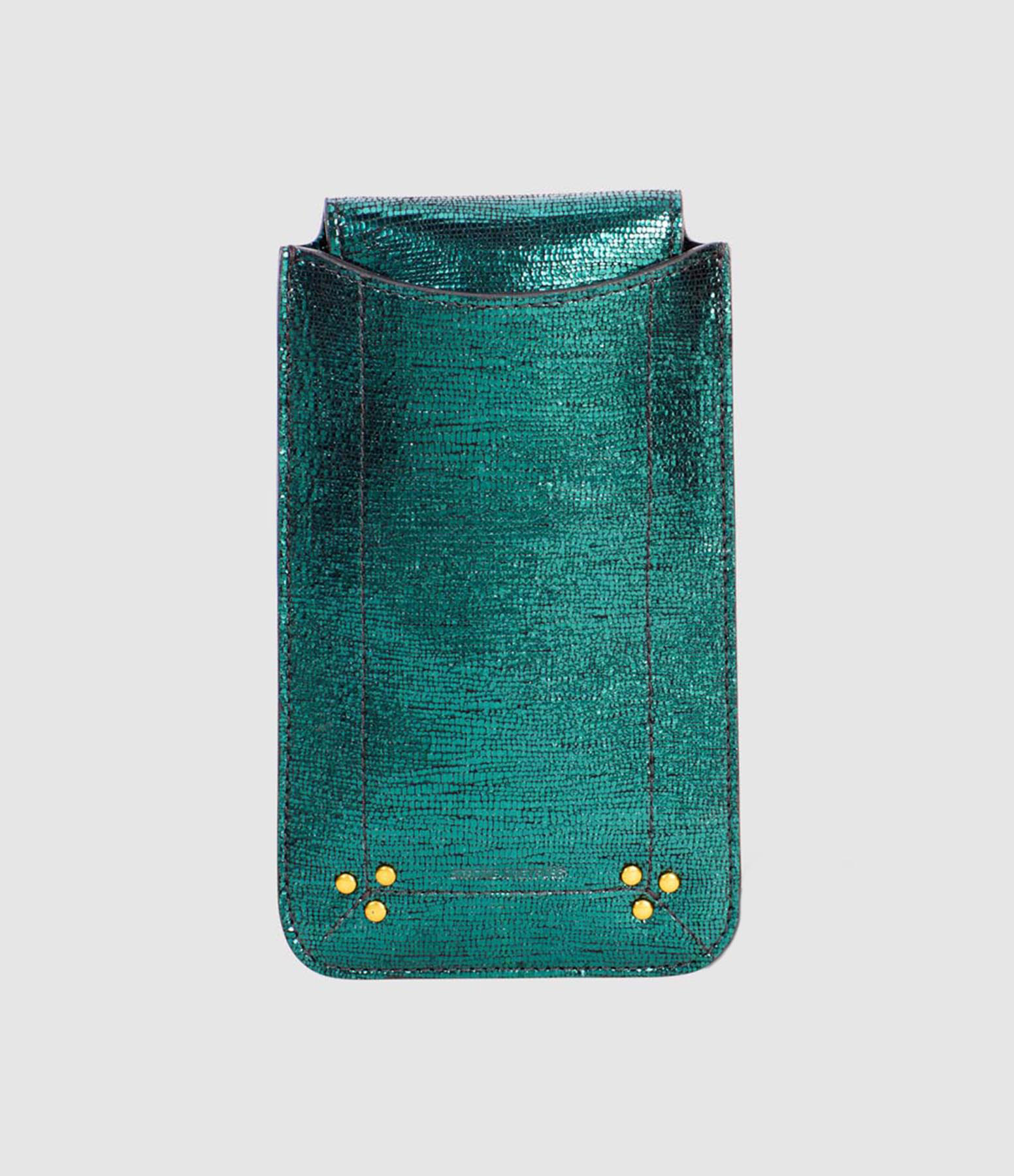 Porte-téléphone Cuir Lamé Vert