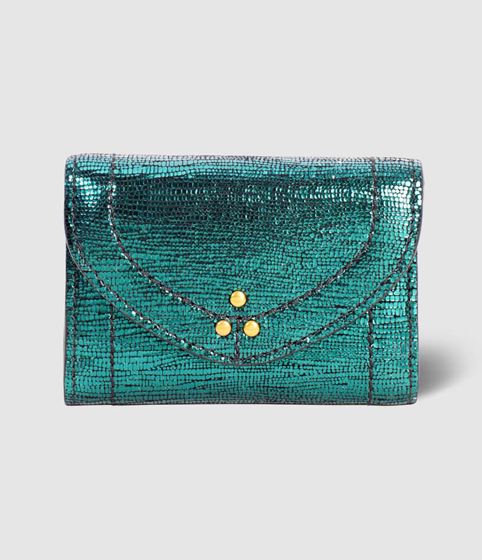 Porte-Monnaie Helmut PM Cuir Lamé Vert