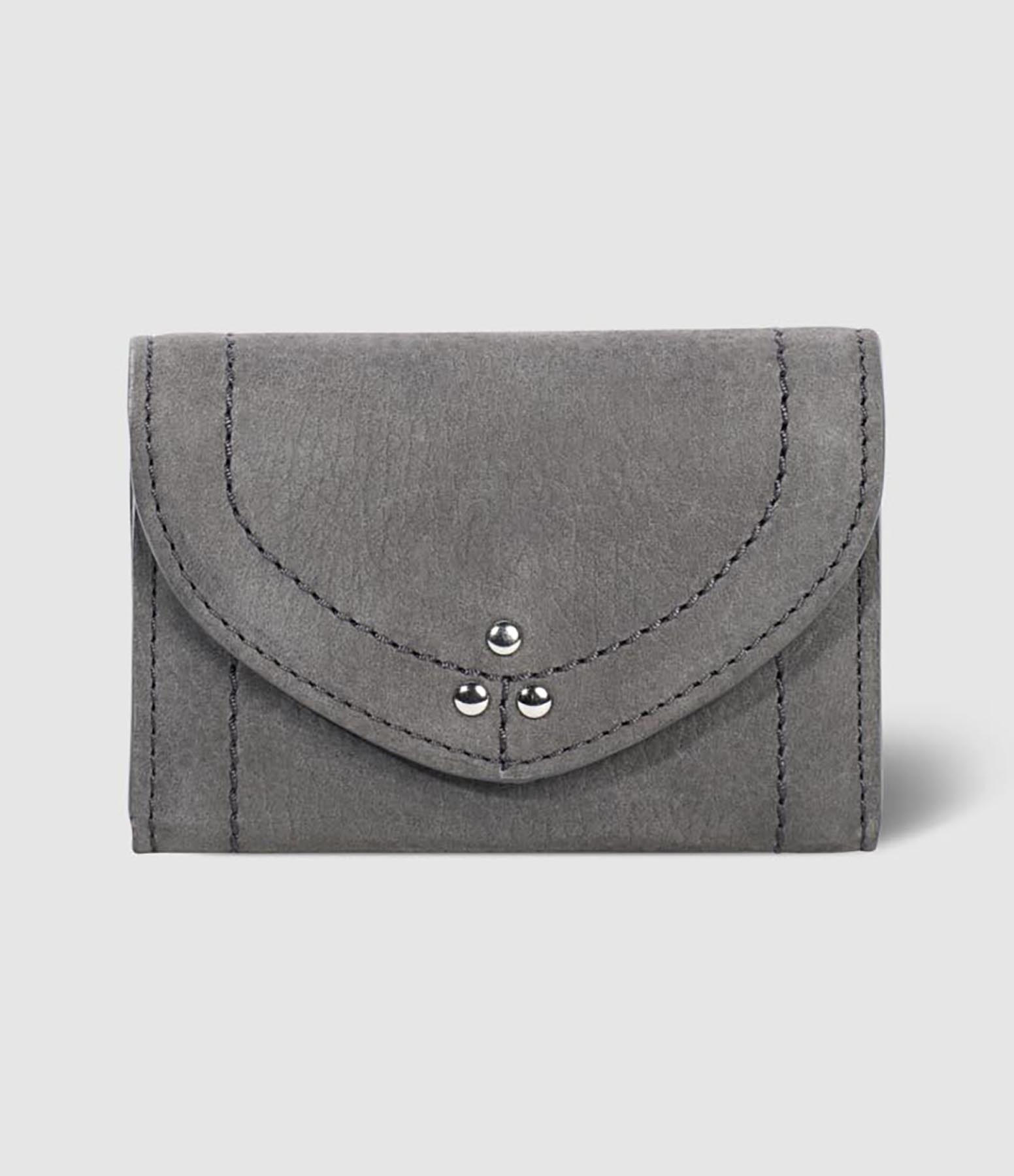 Porte-monnaie Helmut PM Cuir Suédé Grainé Anthracite