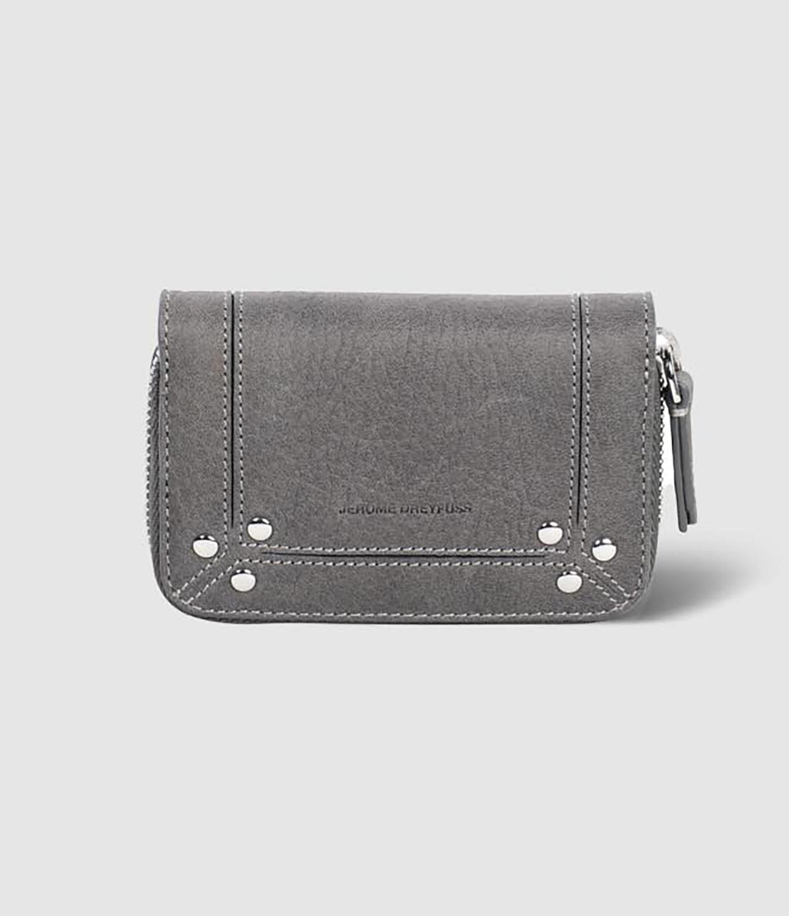 Porte-monnaie Henri Cuir Suédé Grainé Anthracite