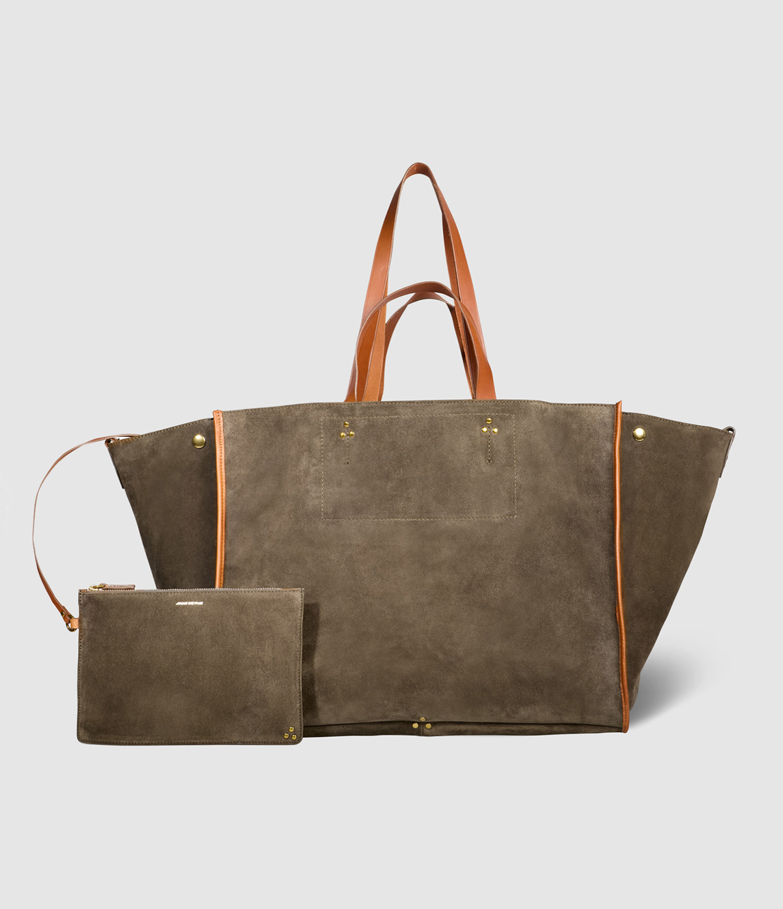 Cabas Léon L Cuir Suédé Savane