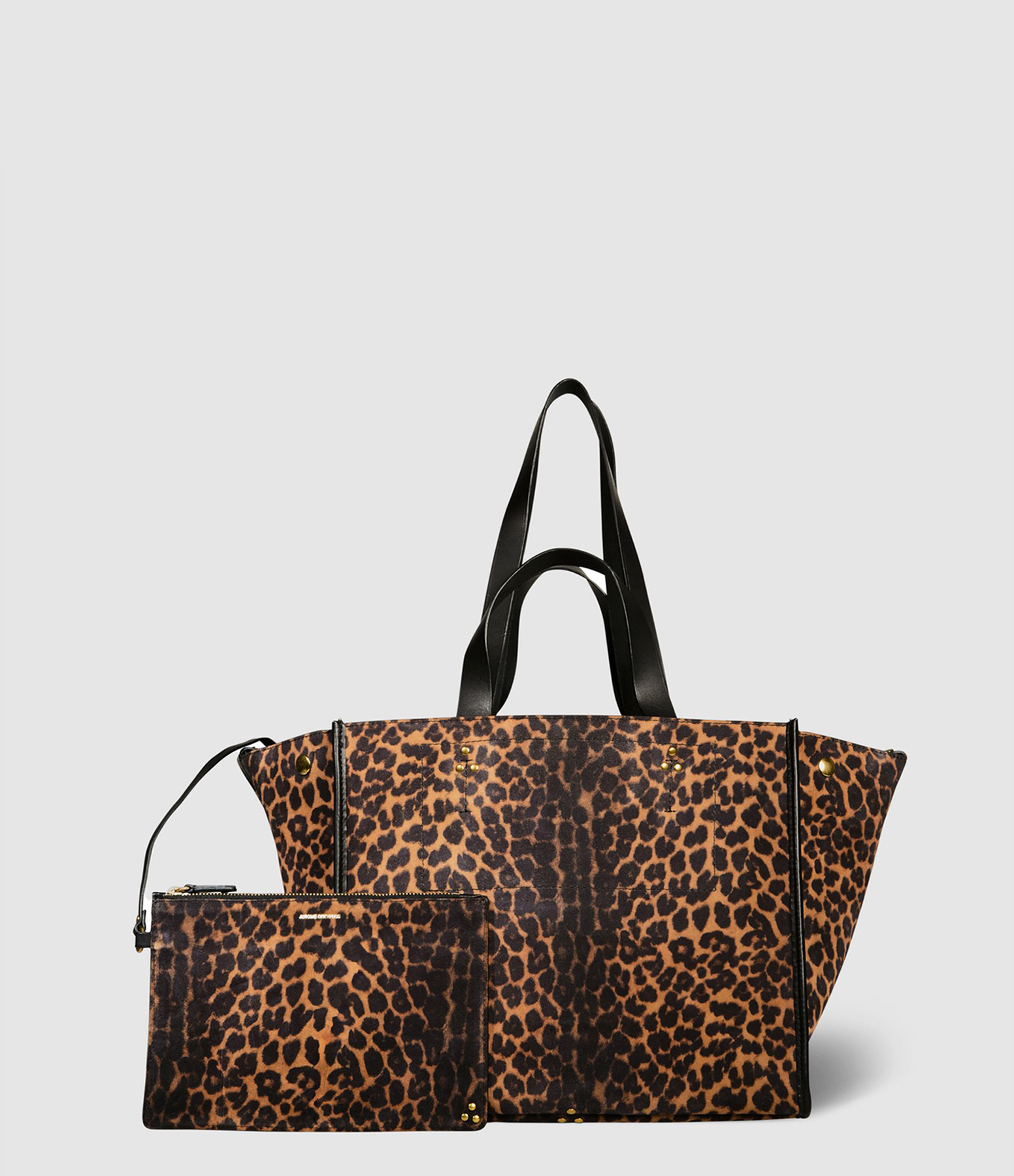 Cabas Léon L Cuir Suédé Imprimé Léo Chamois