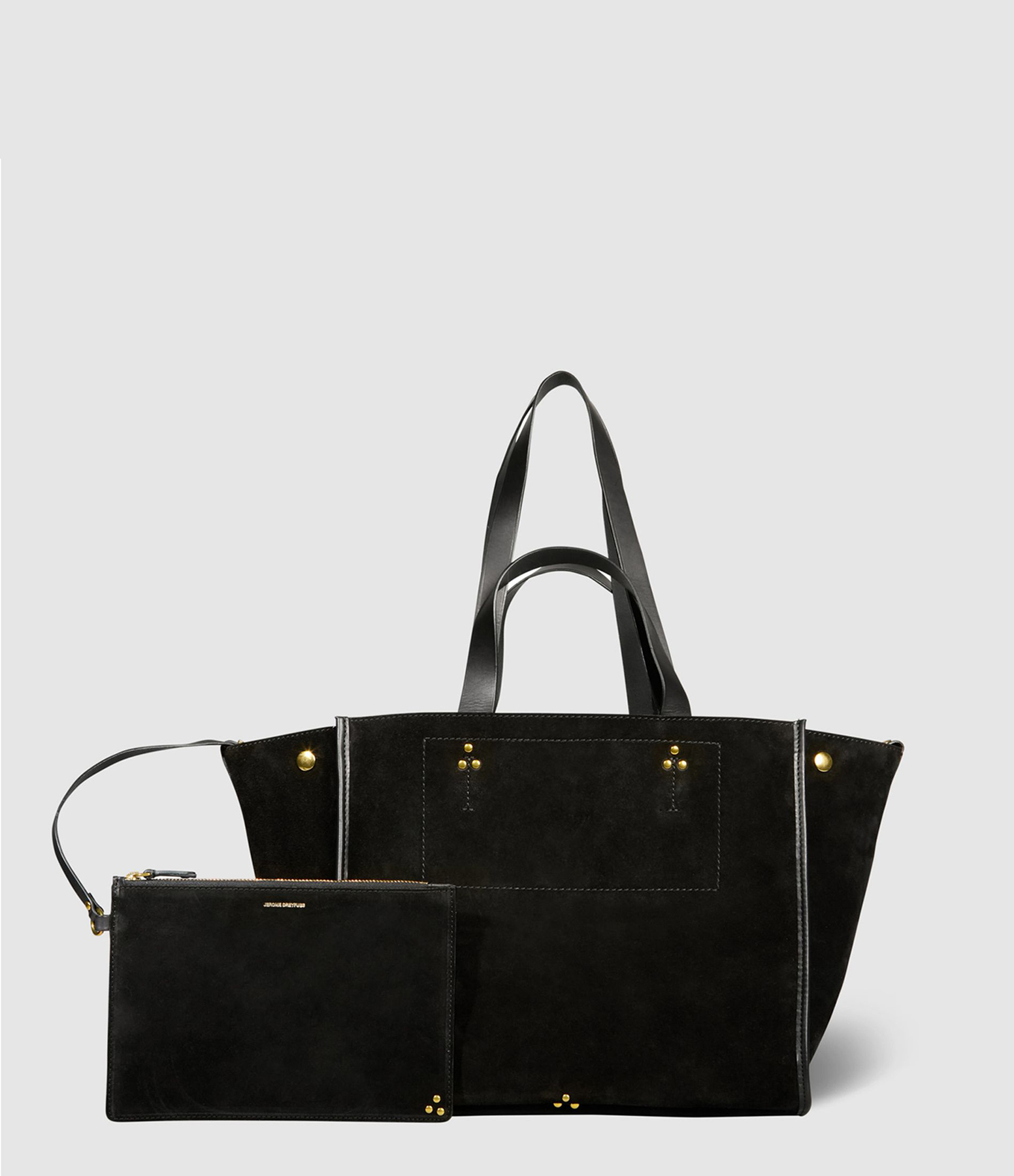 Cabas Léon M Cuir Suédé Noir