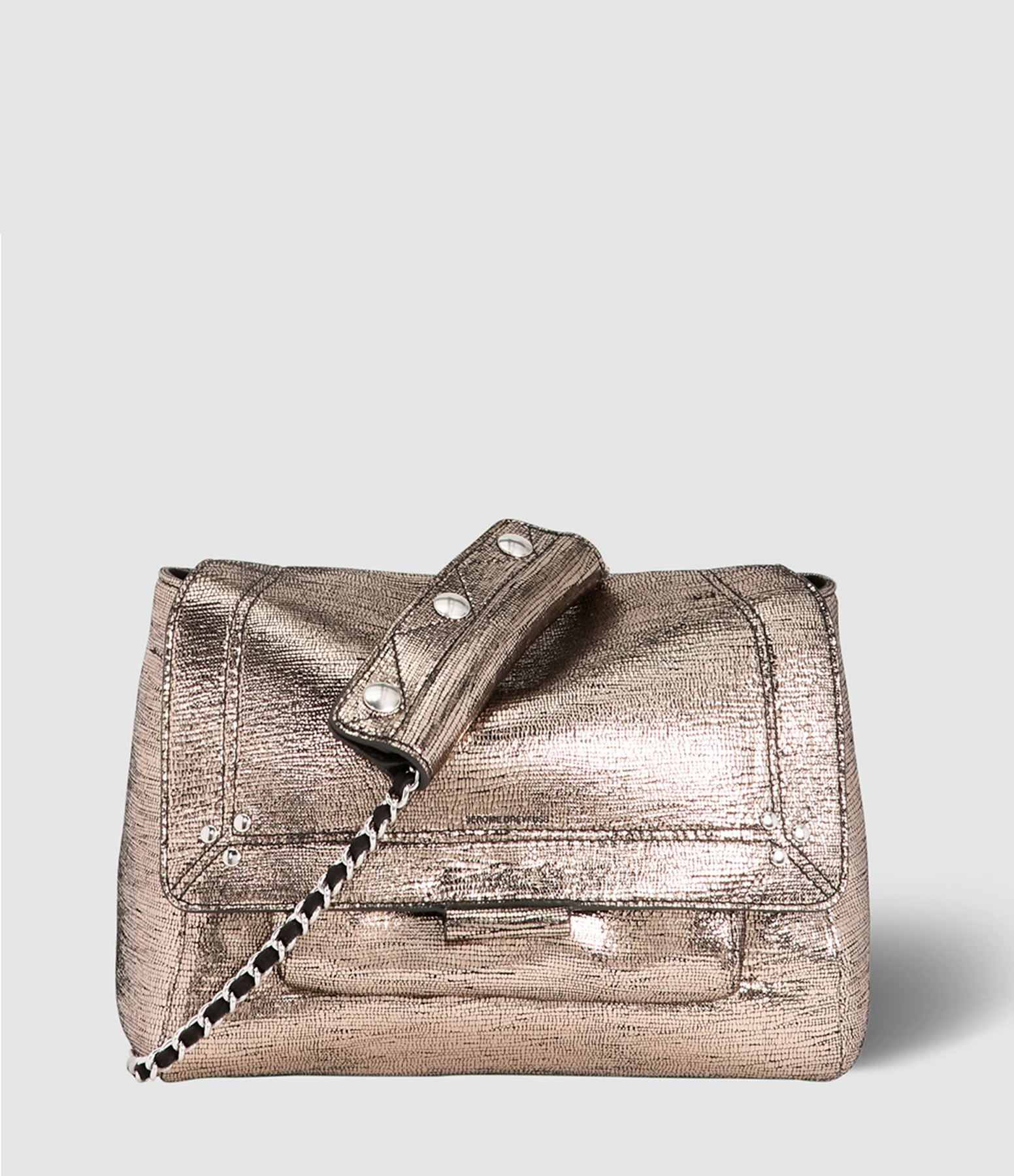 Sac Lulu M Cuir Lamé Champagne