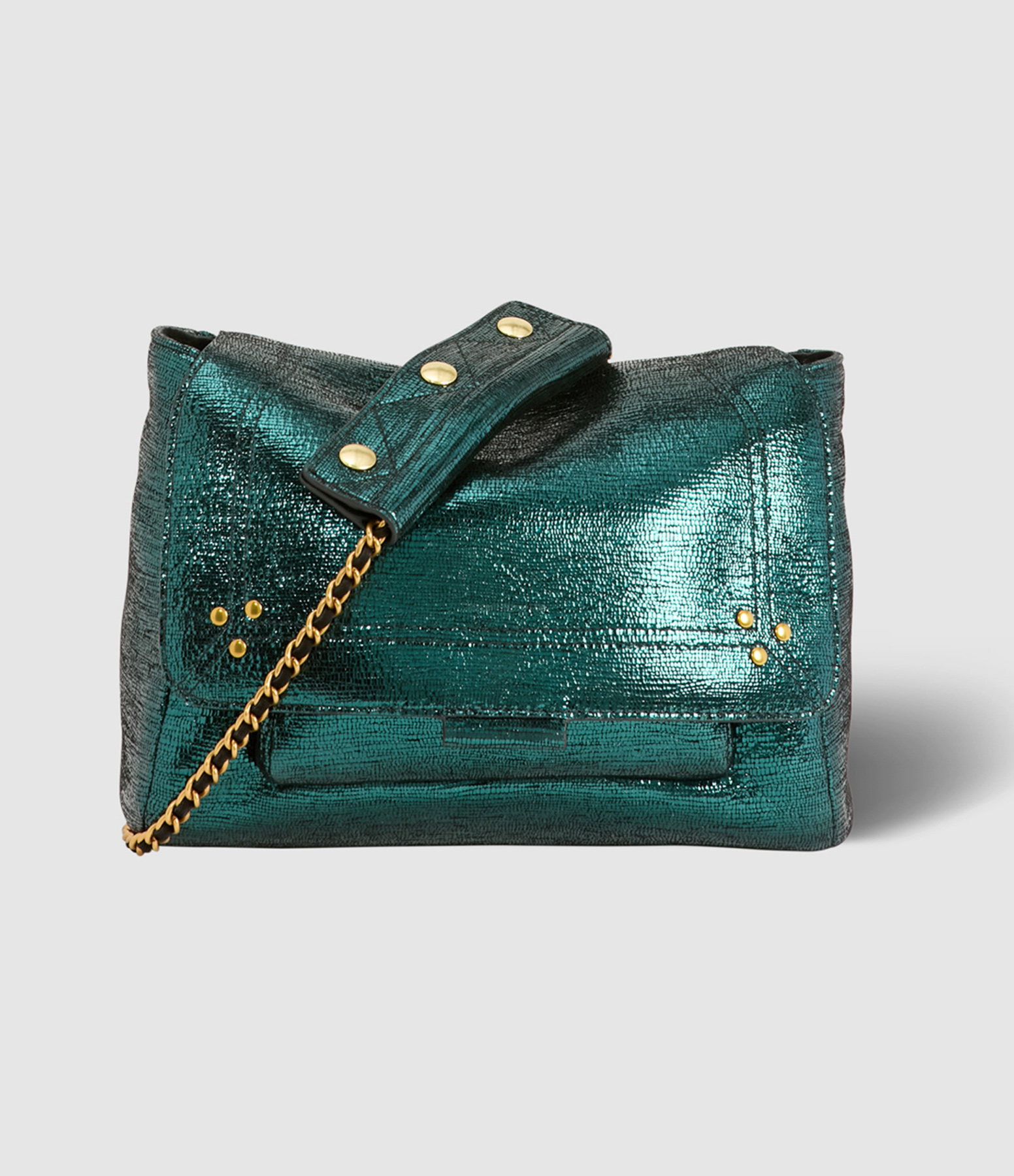 JEROME DREYFUSS Sac A Main Lulu M Cuir Lame Vert