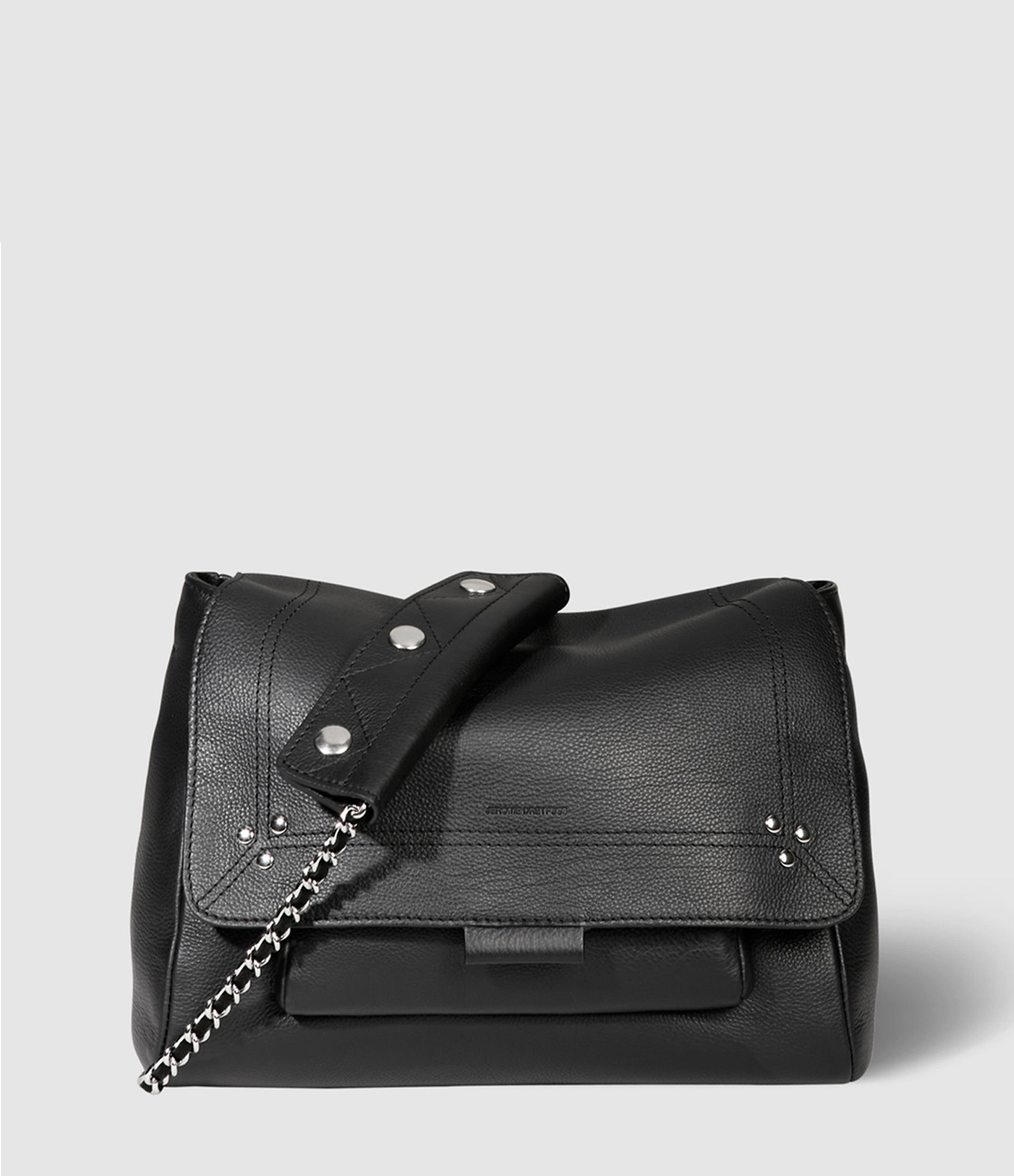 Sac Lulu M Cuir Noir Silver