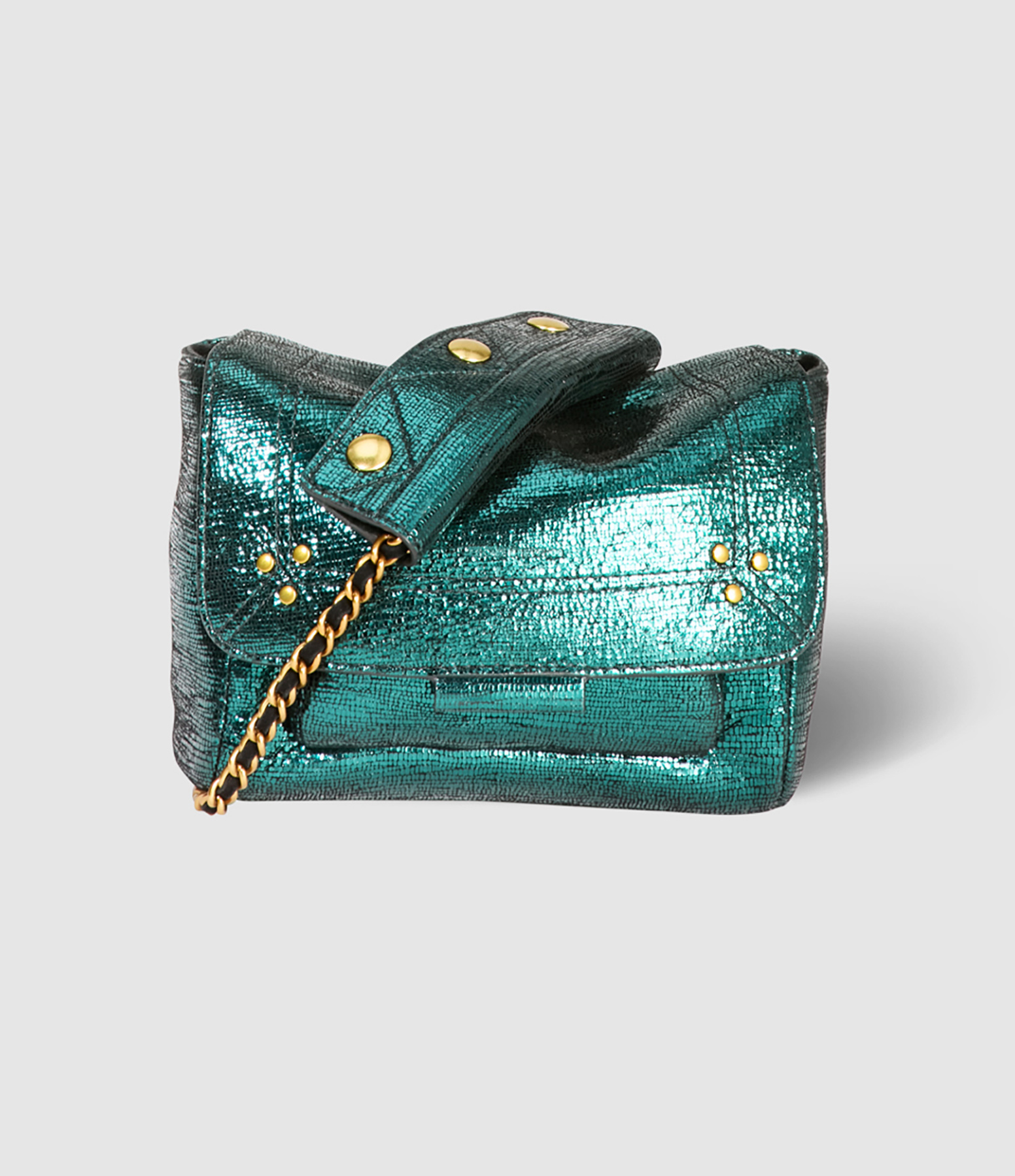 Sac Lulu S Cuir Lamé Vert