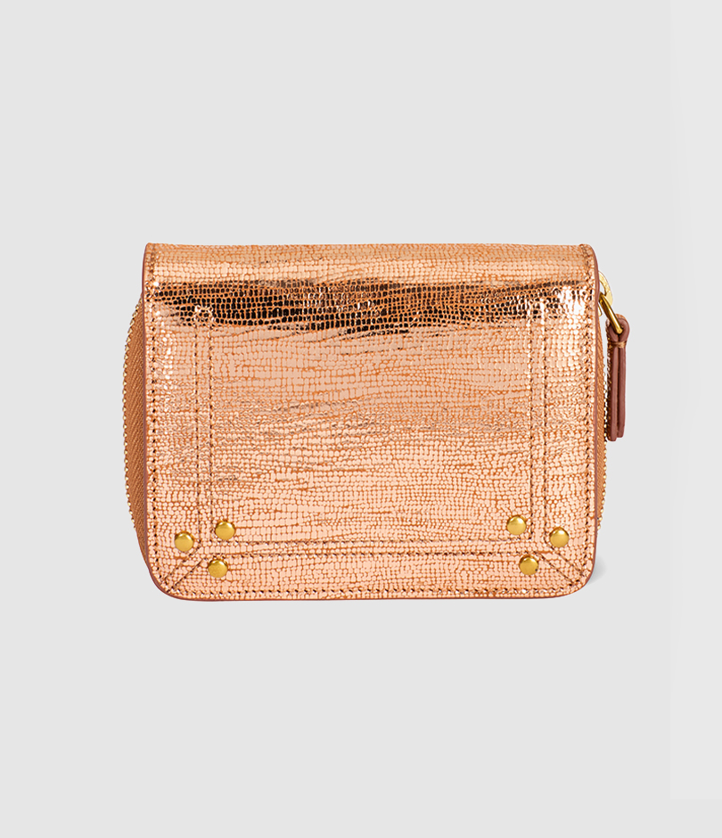 Porte-monnaie André Cuir Lamé Rose Gold