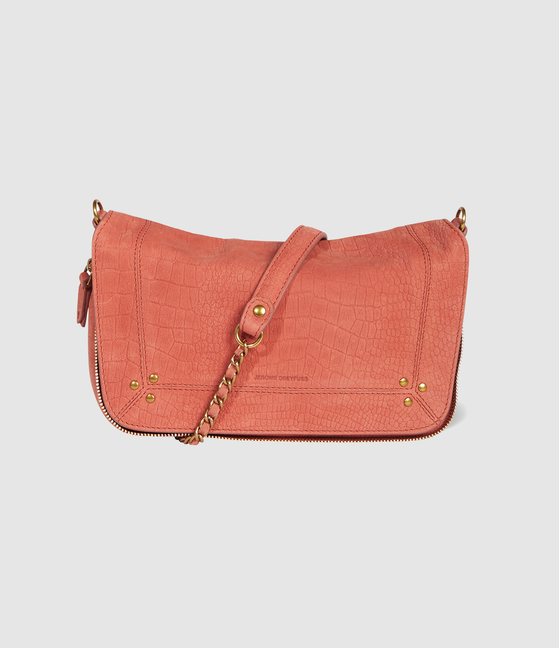 Sac Bobi S Cuir Imprimé Croco Terracotta