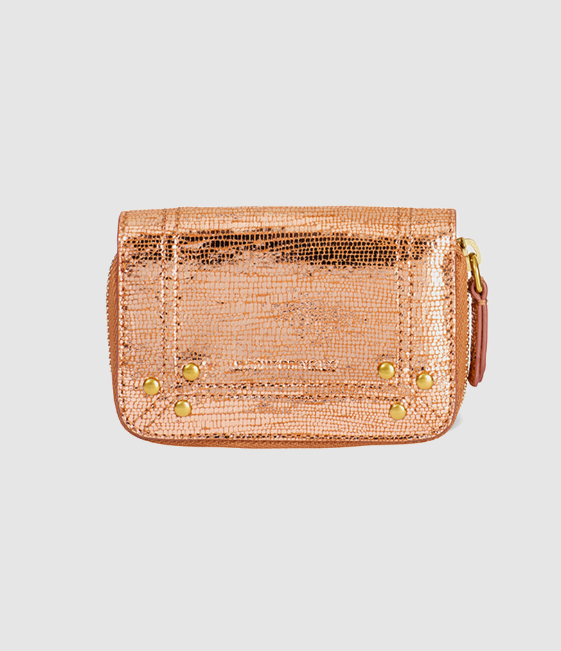 Porte-monnaie Henri Cuir Lamé Rose Gold