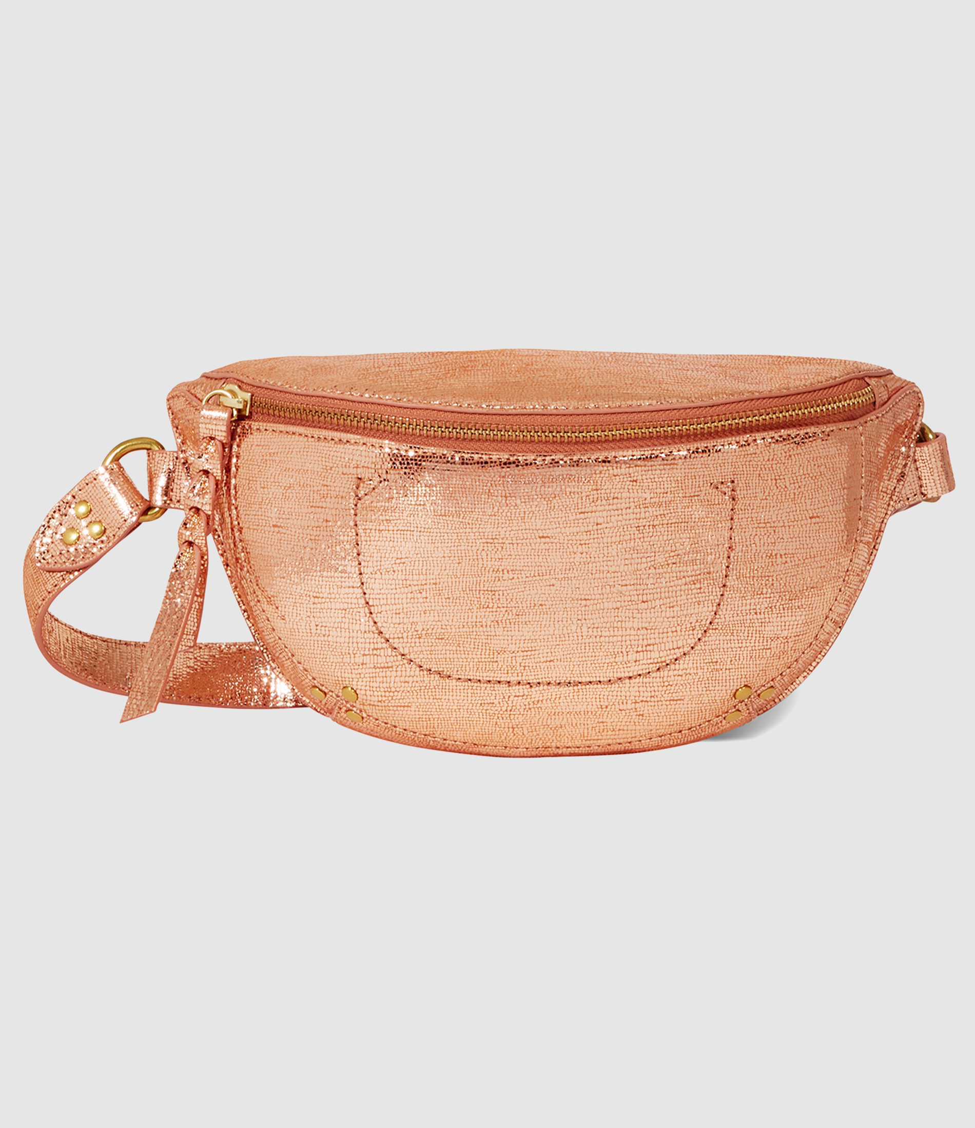 Sac Lino Banane Cuir Lamé Rose Gold
