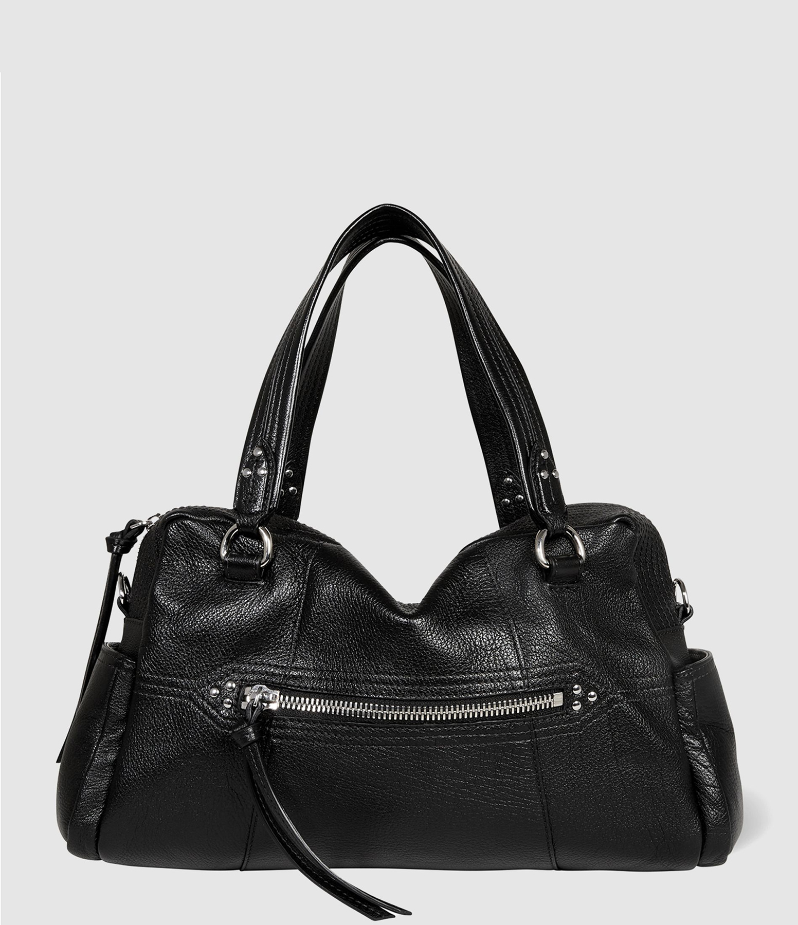 Sac Lucky Bowling Cuir Noir Silver