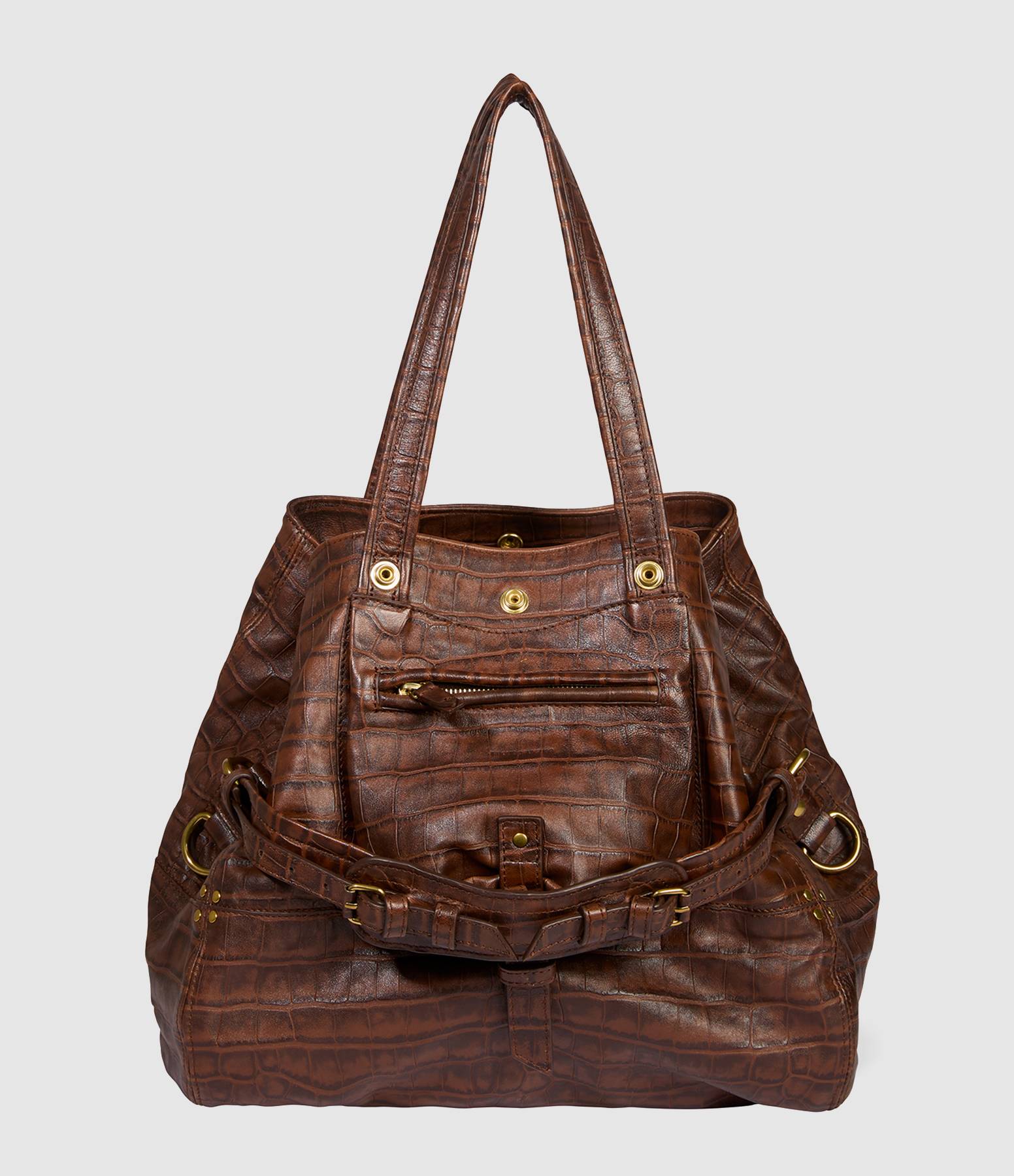 Sac Billy M Imprimé Croco Cigare