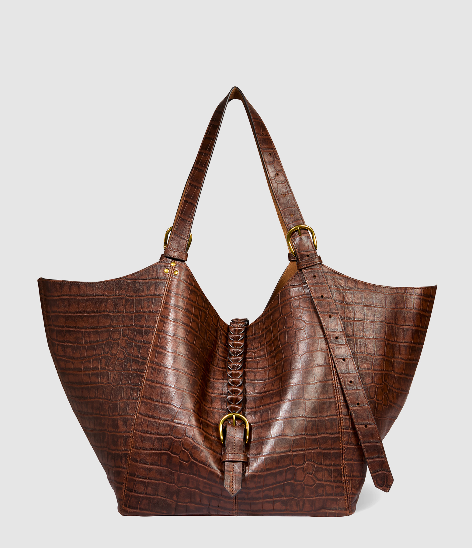 Sac Joseph M Imprimé Croco Cigare